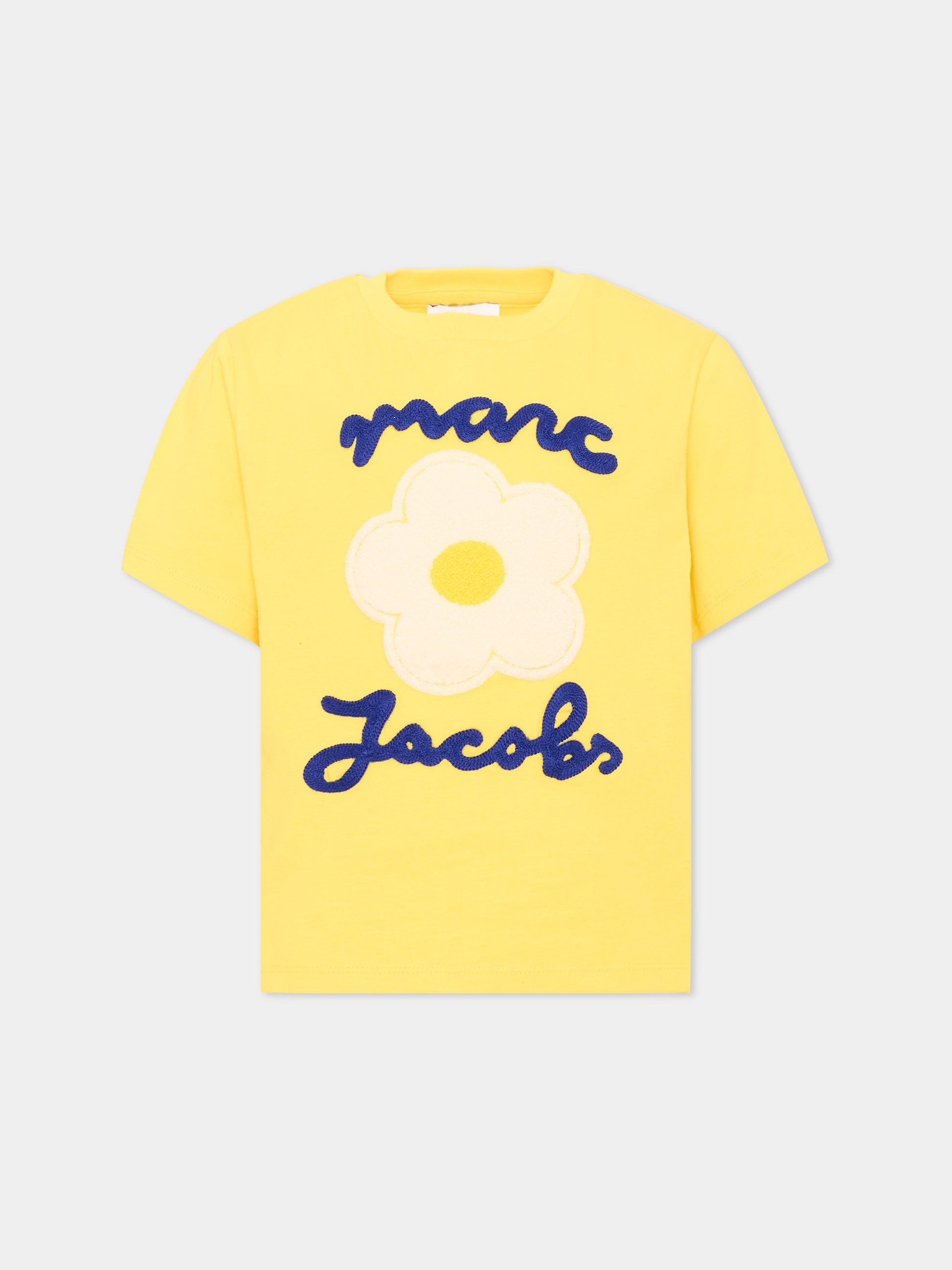 T-shirt a manica corta gialla per bambina con fiore,Marc Jacobs,W61000 526
