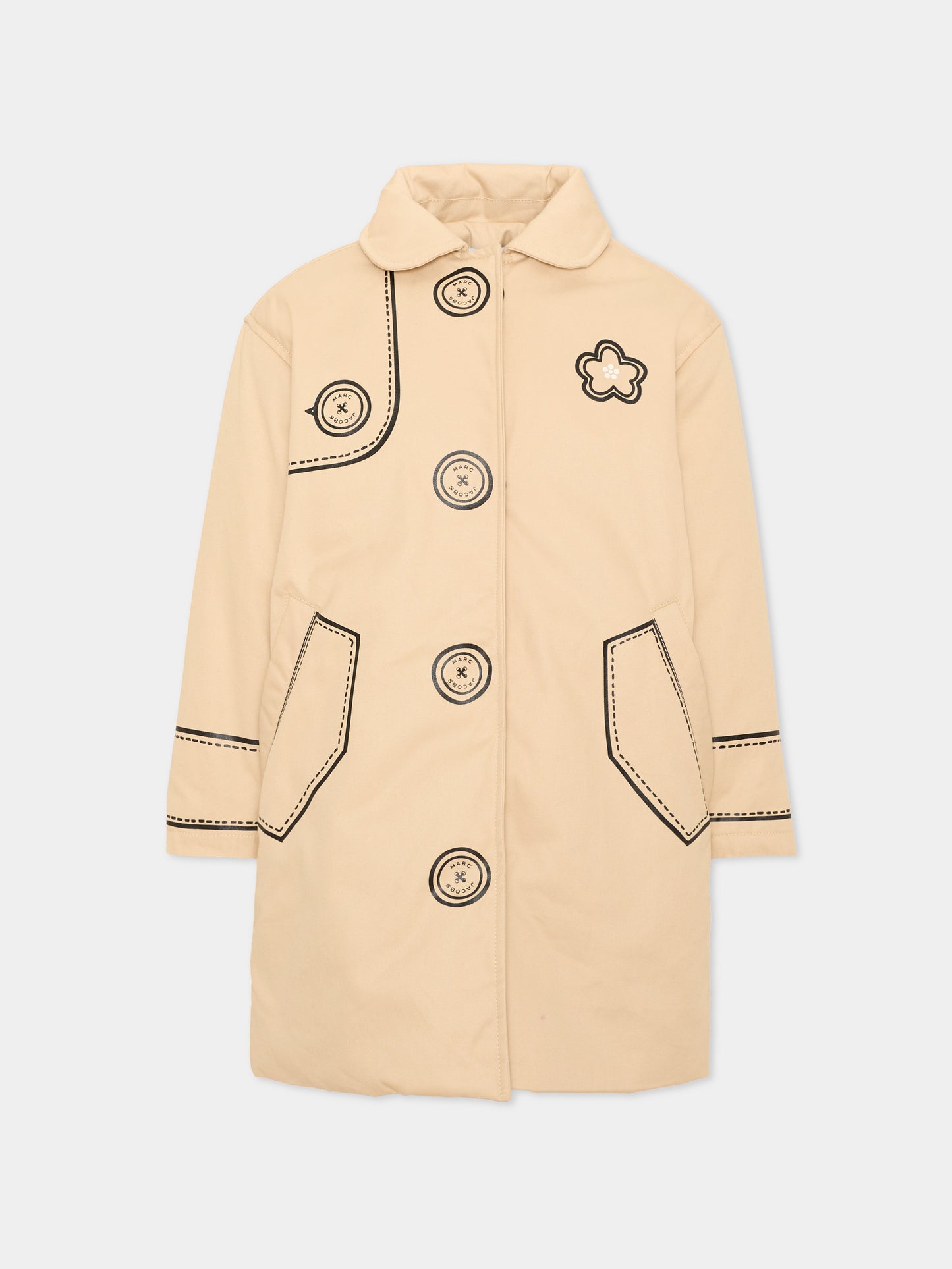 Trench beige per bambina con stampe,Marc Jacobs,W61016 296