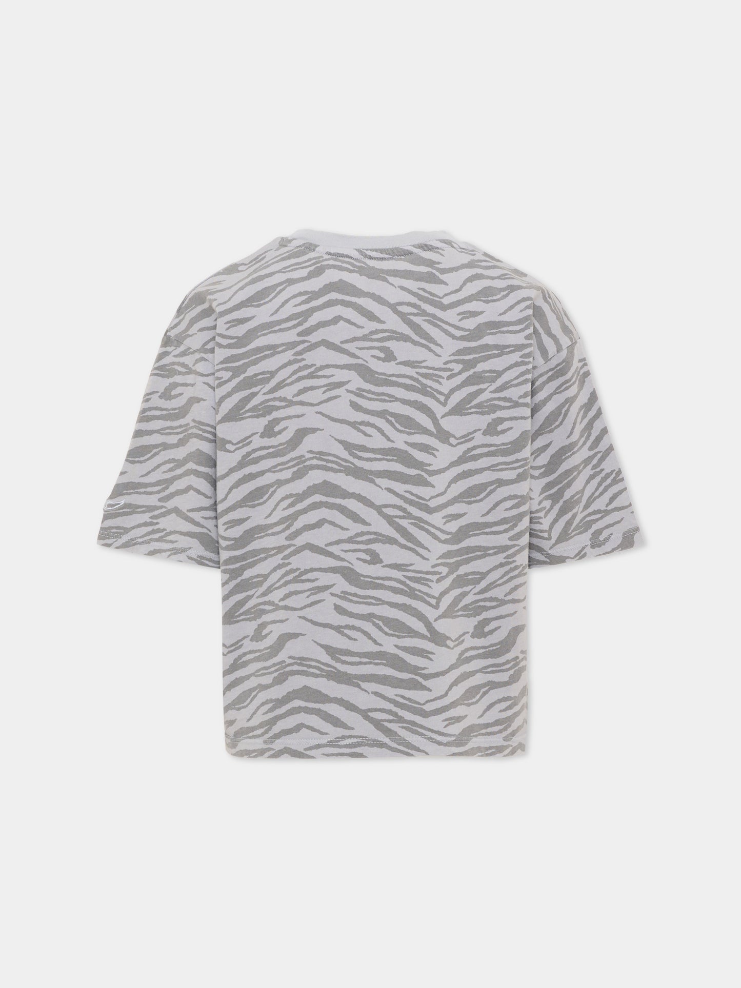 T-shirt grigia per bambina con stampa animalier,Zadig & Voltaire Kids,X60790 08E