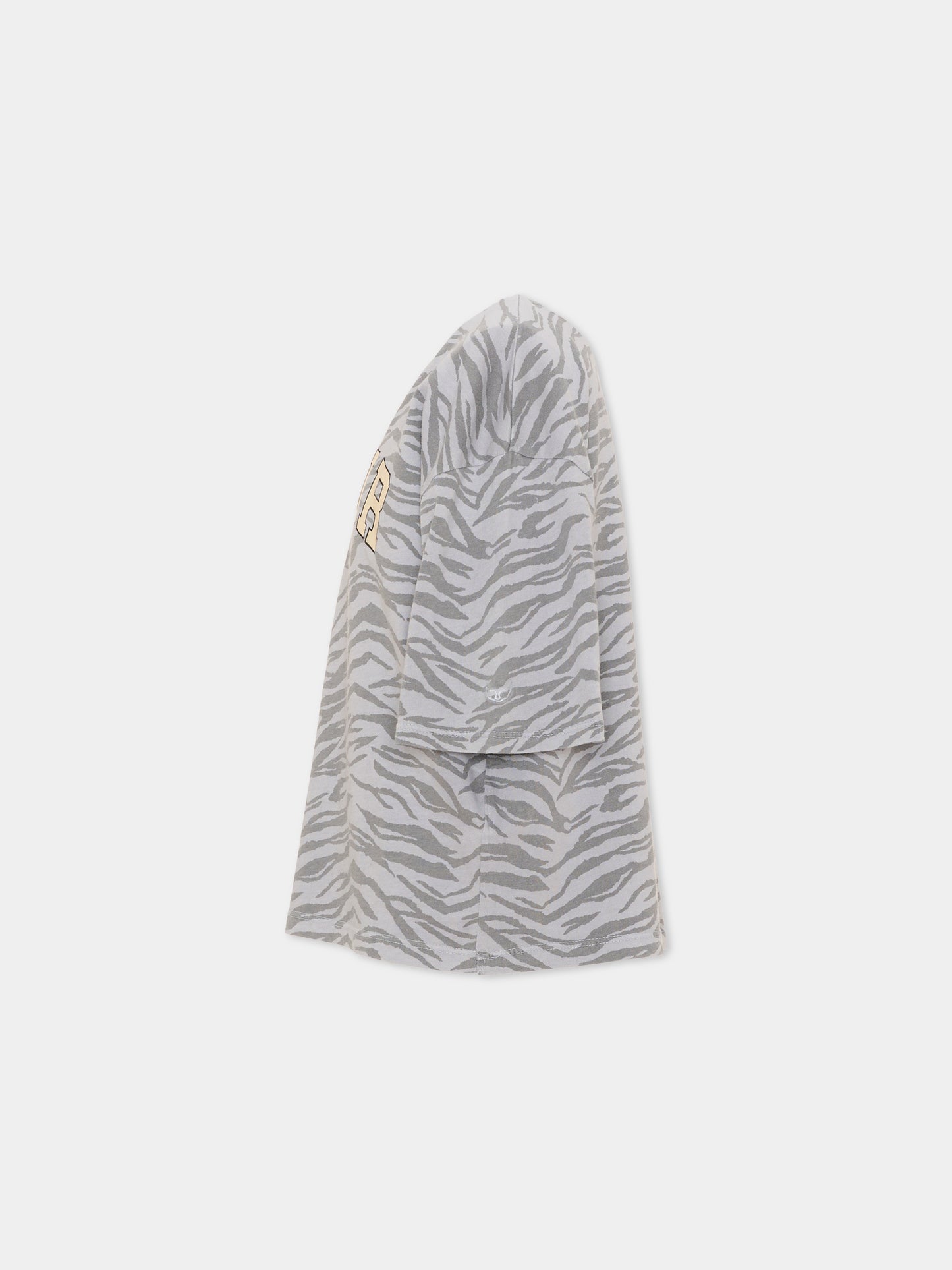 T-shirt grigia per bambina con stampa animalier,Zadig & Voltaire Kids,X60790 08E