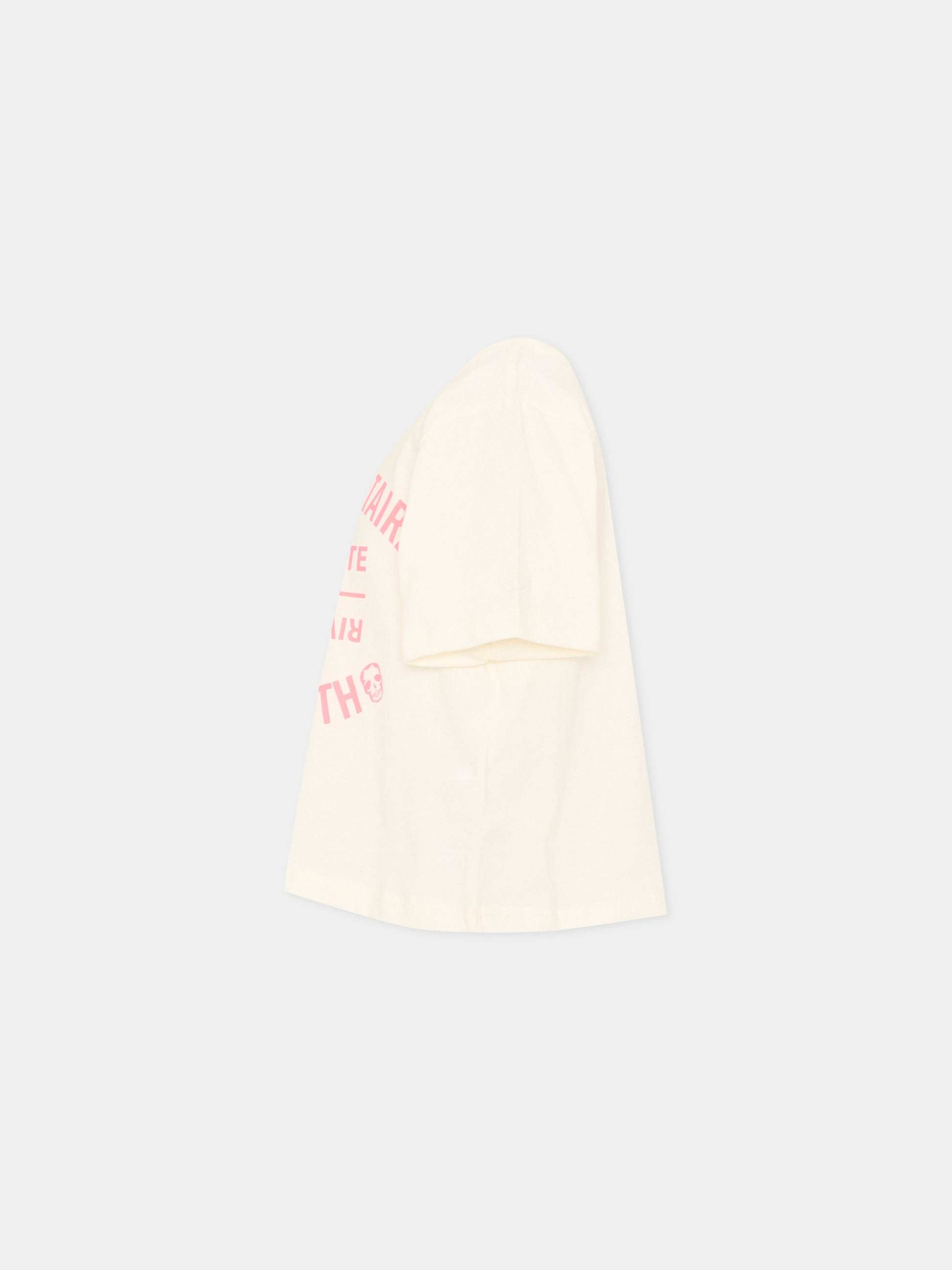 T-shirt avorio per bambina con logo,Zadig & Voltaire Kids,X60793 195