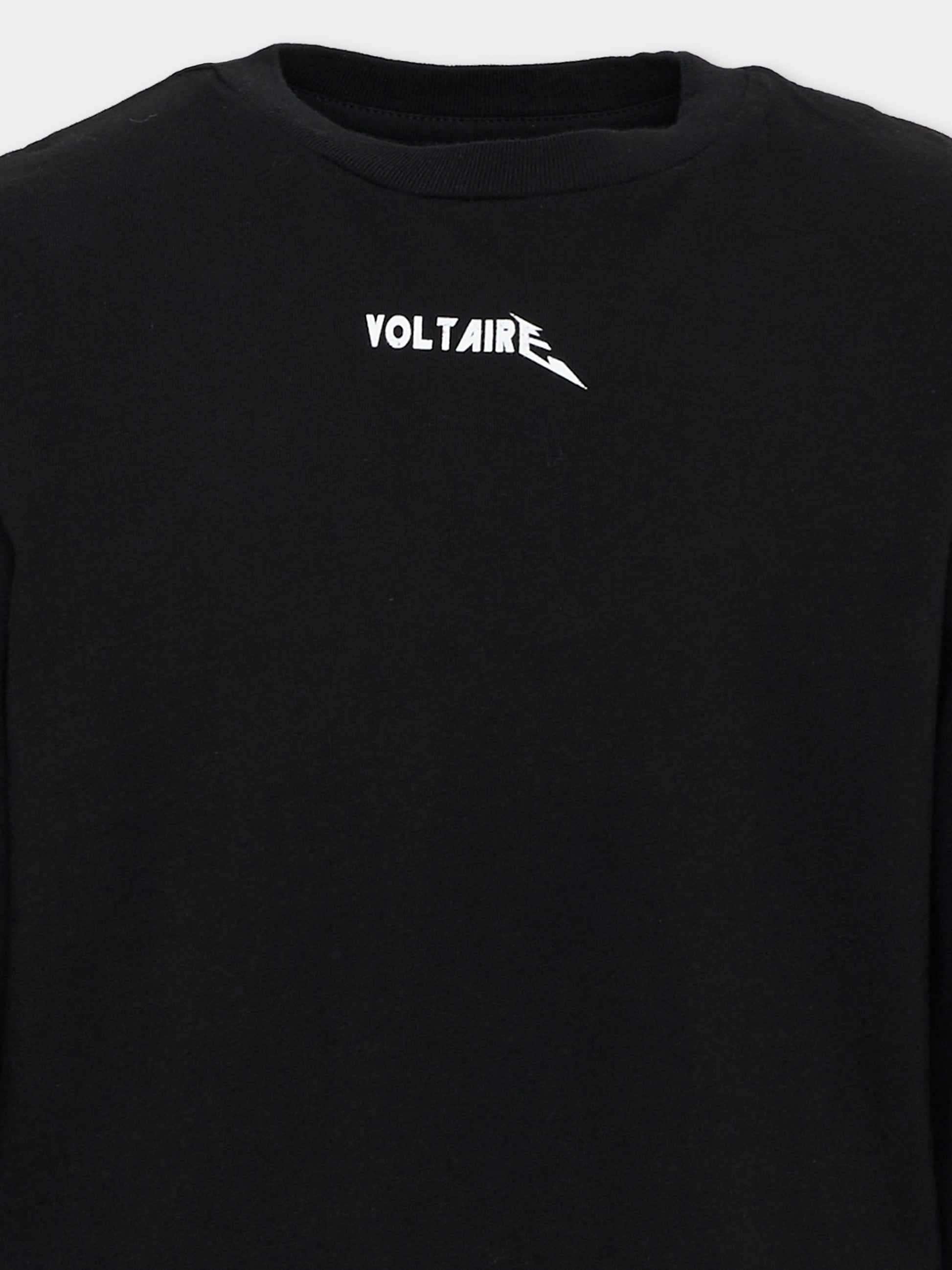 T-shirt nera per bambini con logo,Zadig & Voltaire Kids,X60842 09B