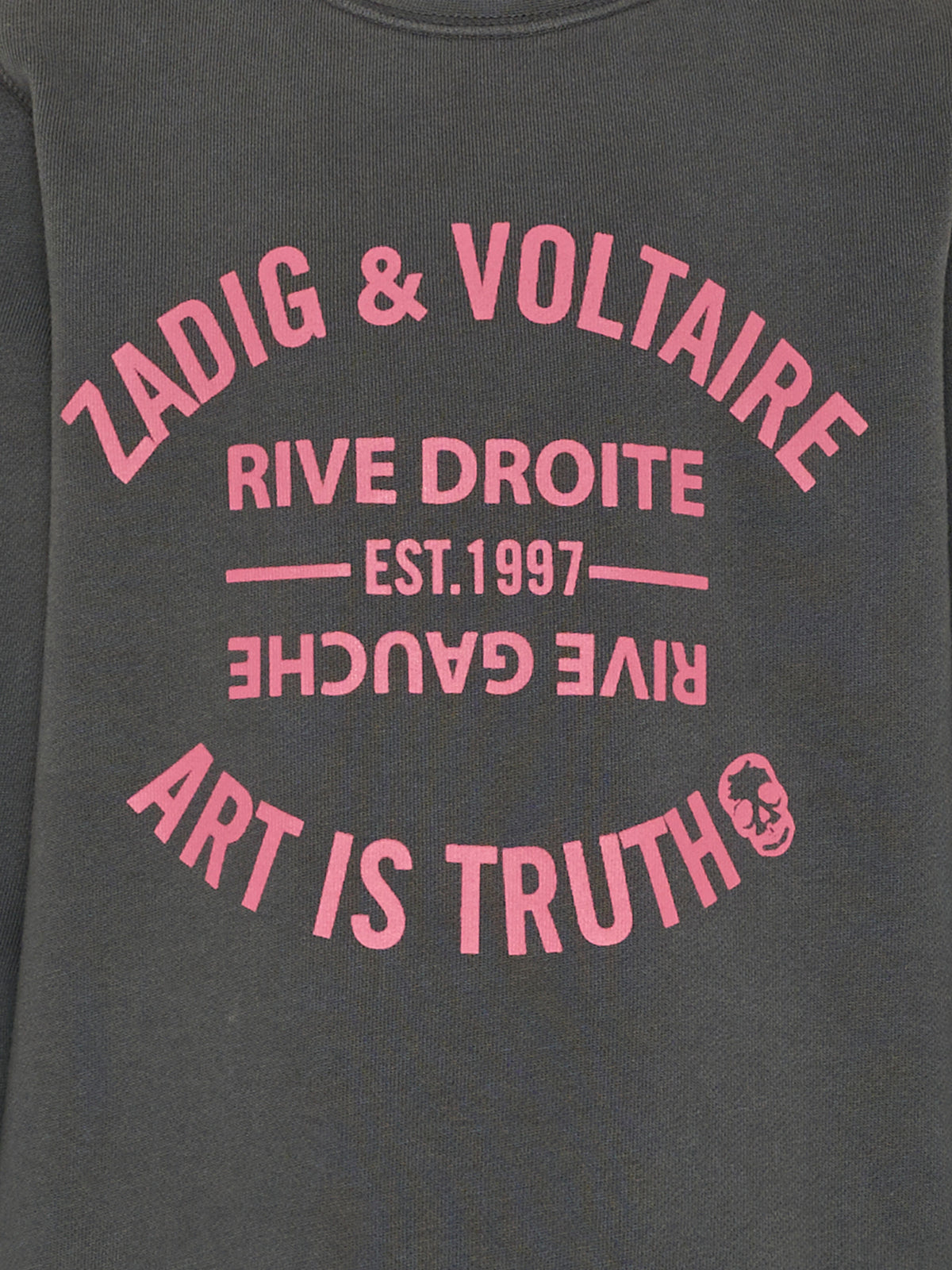 Felpa girocollo grigia per bambina con logo,Zadig & Voltaire Kids,X60867 096