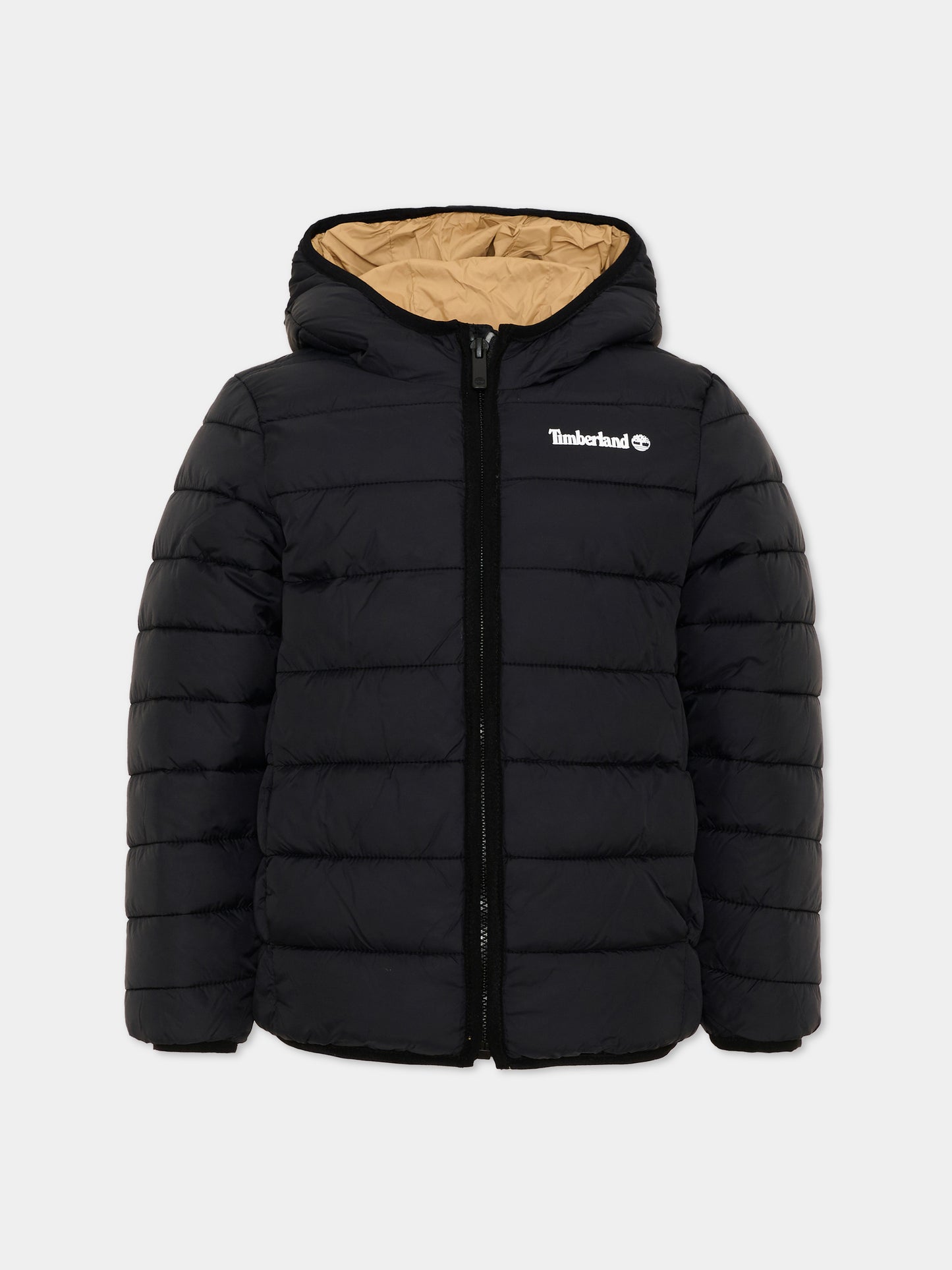 Piumino nero per bambino con cappuccio,Timberland,T60377 M13