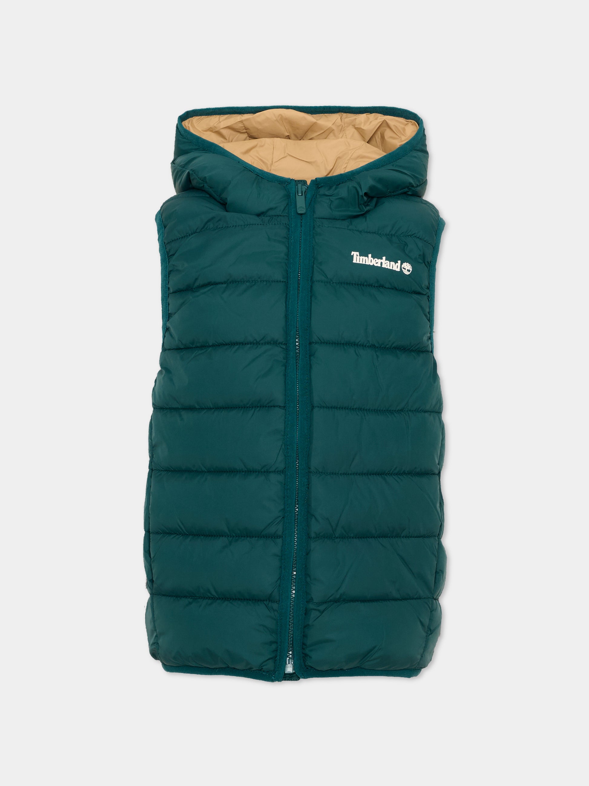 Gilet verde per bambino con cappuccio,Timberland,T60378 68R