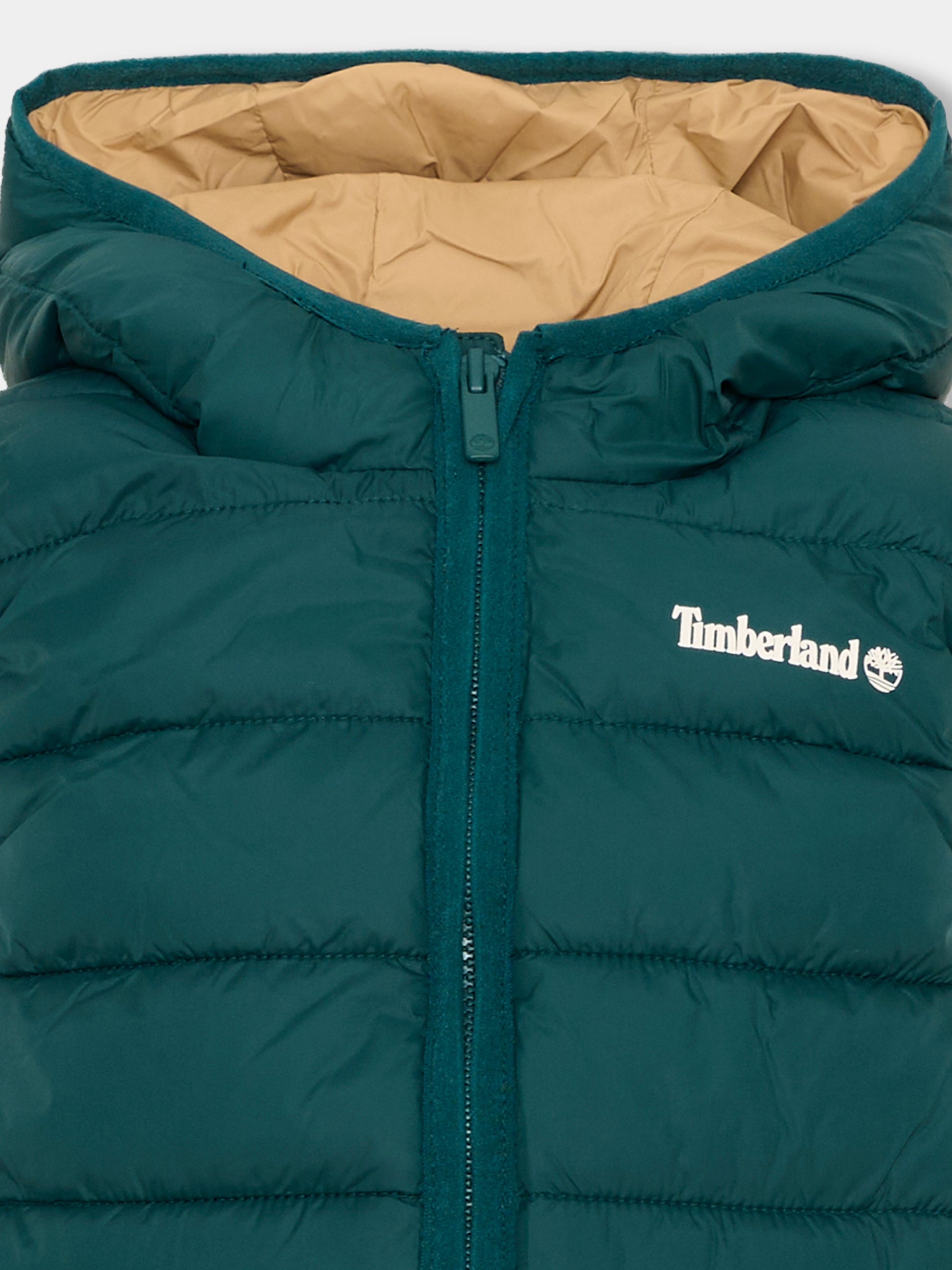 Gilet verde per bambino con cappuccio,Timberland,T60378 68R