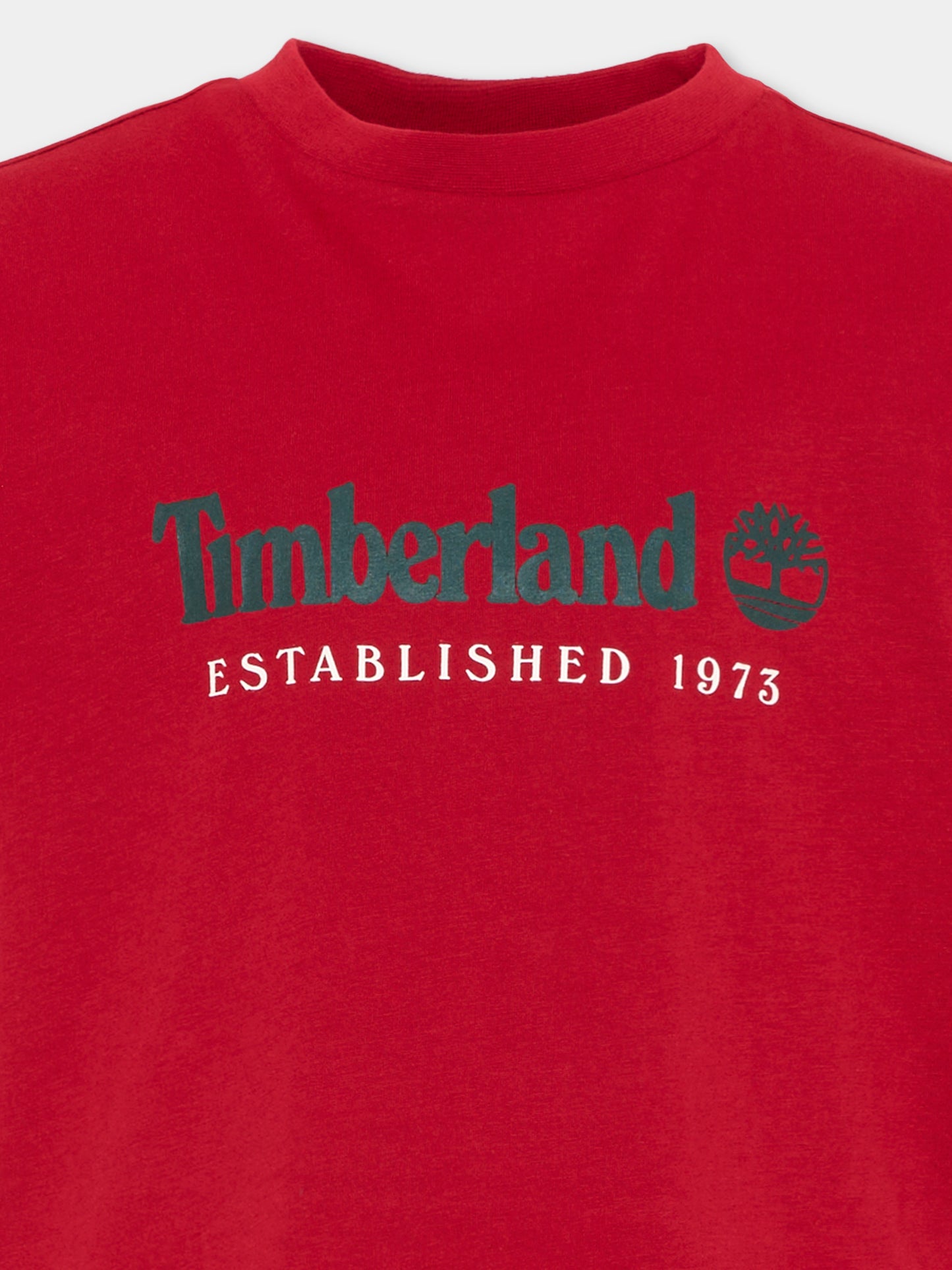 T-shirt rossa per bambino con logo,Timberland,T60968 974