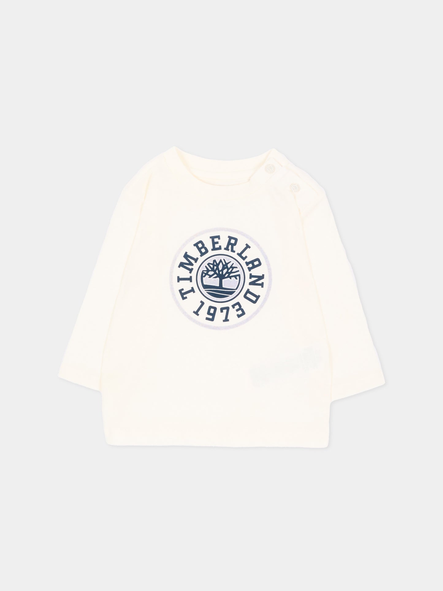 T-shirt a manica lunga avorio con logo,Timberland,T61026 127