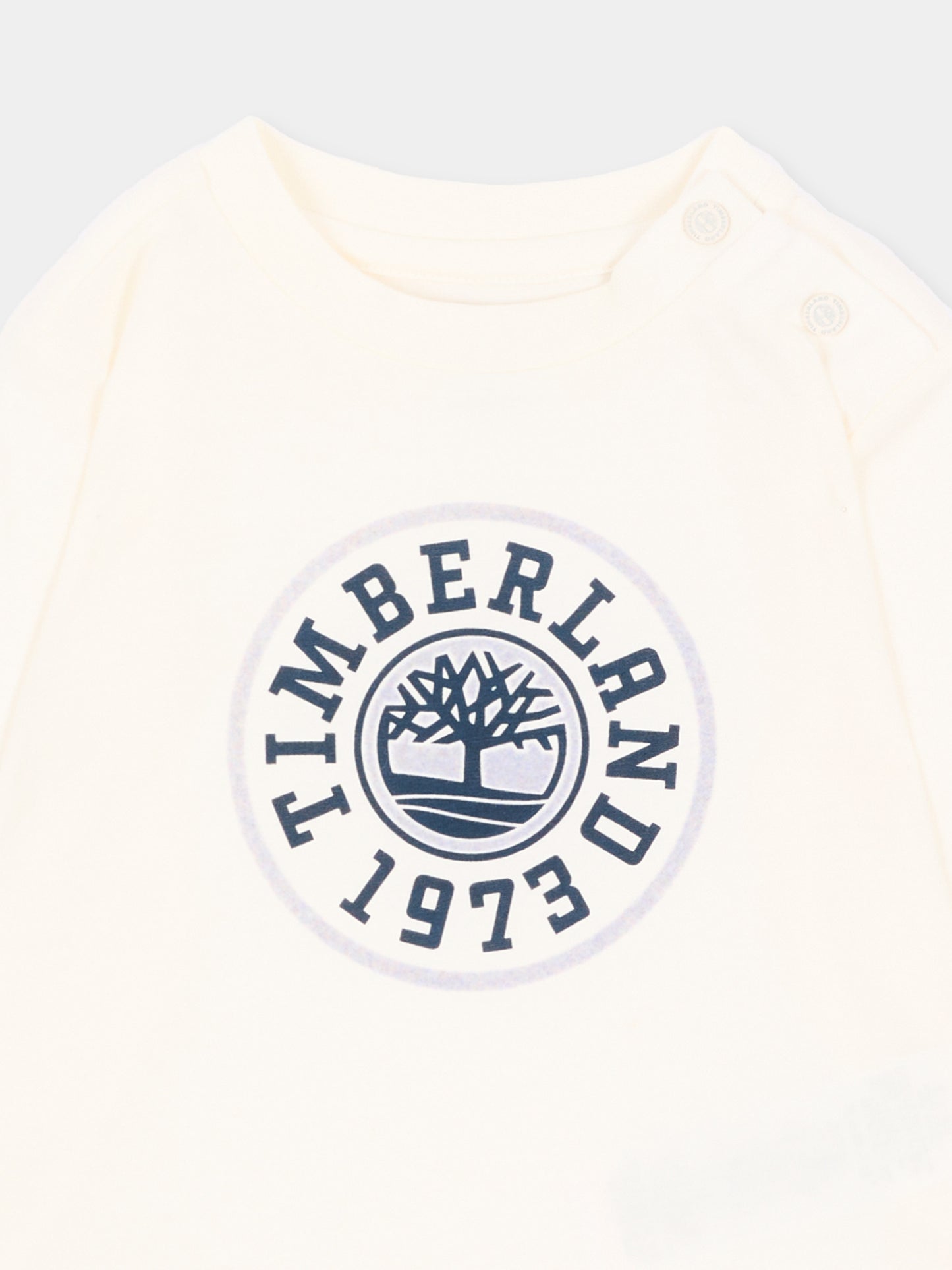 T-shirt a manica lunga avorio con logo,Timberland,T61026 127
