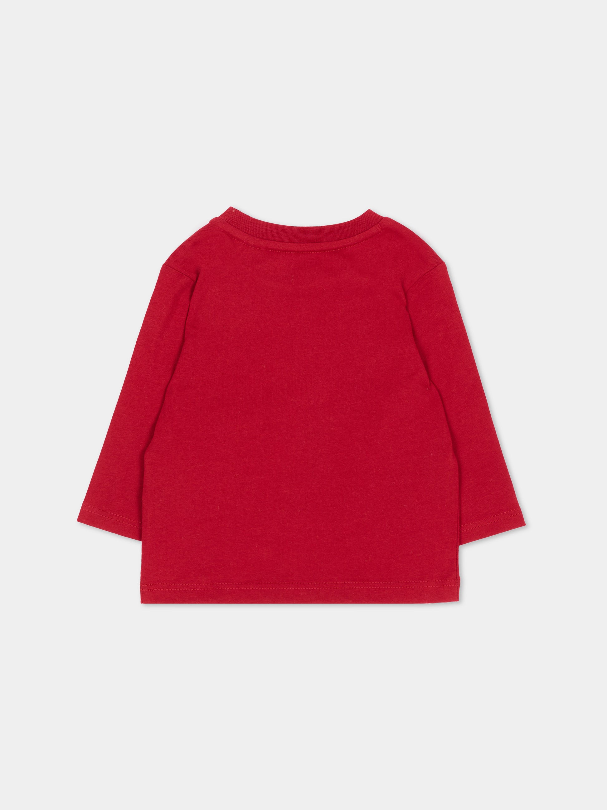 T-Shirt a manica lunga rossa per neonato con stampa,Timberland,T61030 974