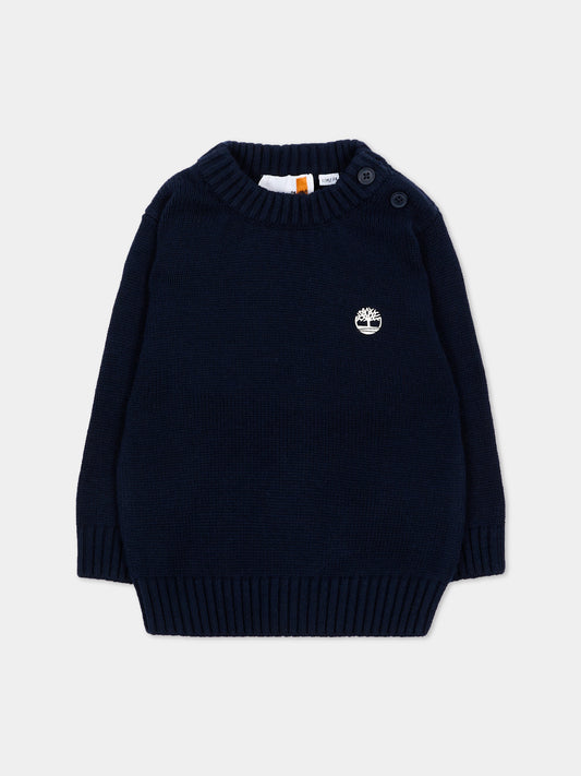 Maglione blu per neonato con logo,Timberland,T61042 849