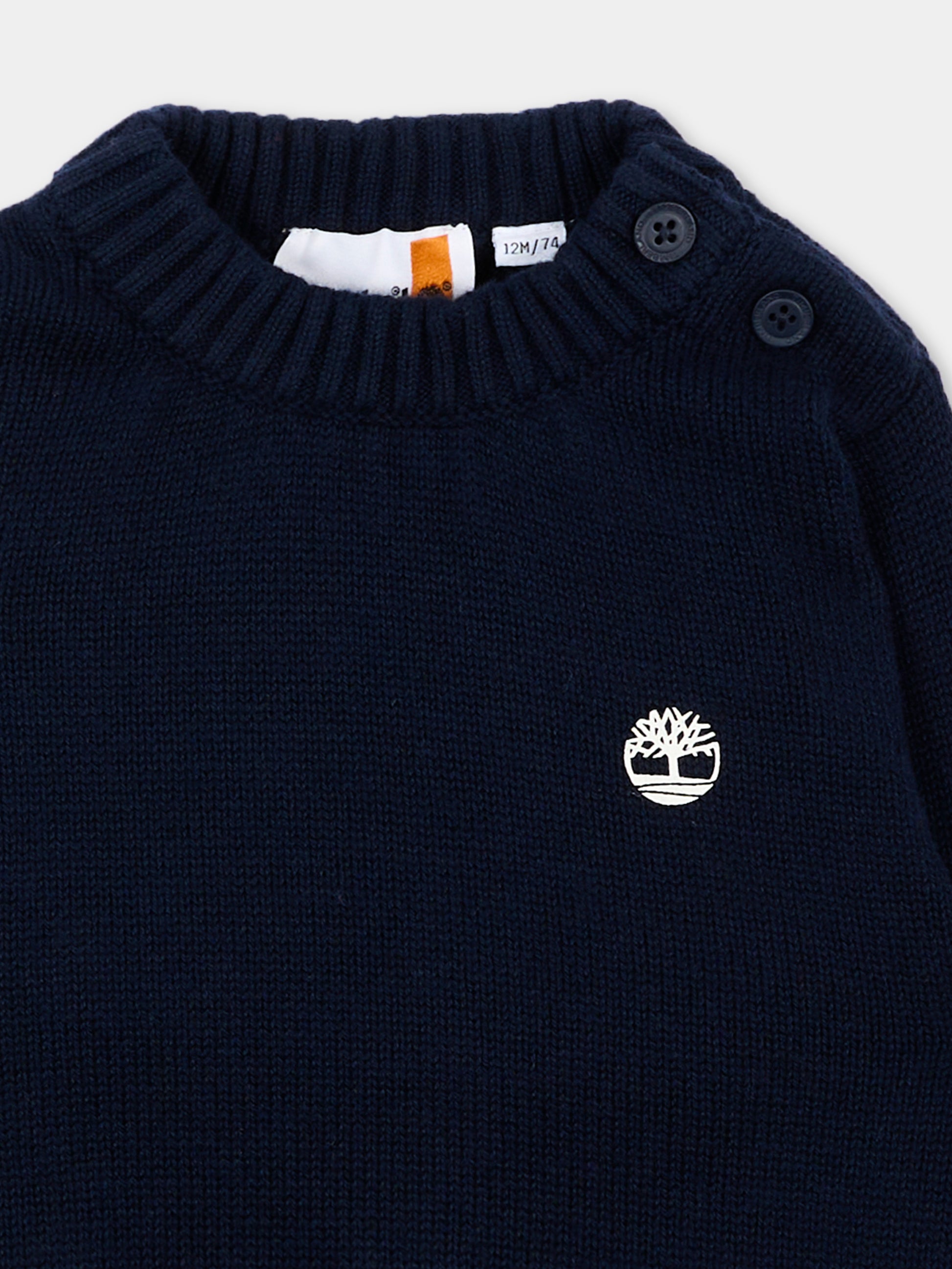 Maglione blu per neonato con logo,Timberland,T61042 849