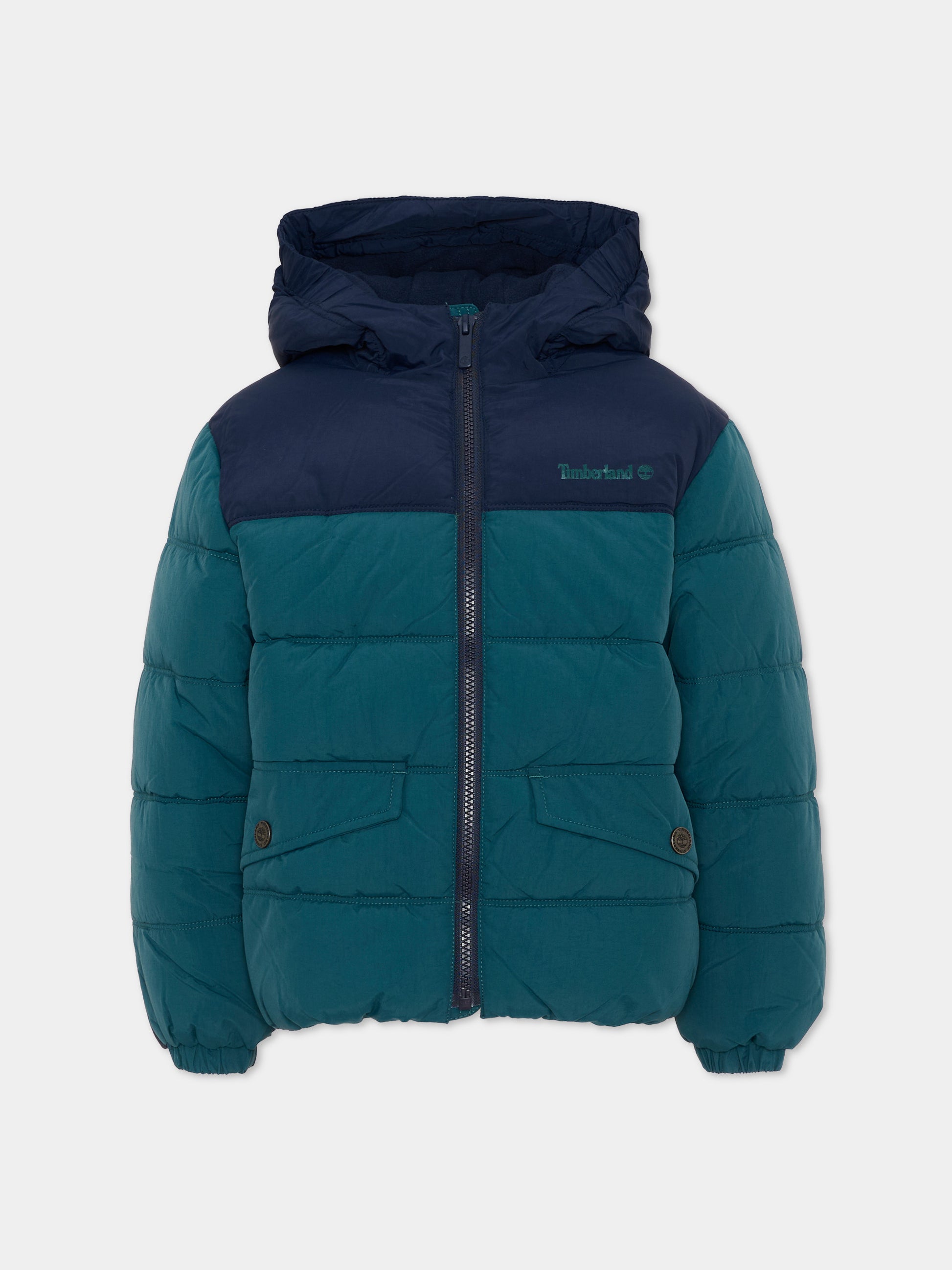 Piumino verde per bambino con cappuccio,Timberland,T61057 68R