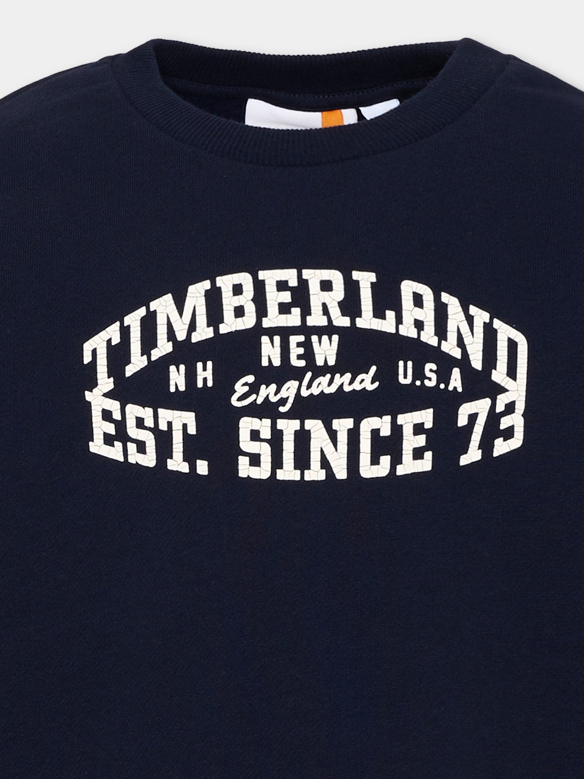 Felpa blu per bambino con stampa,Timberland,T61063 849