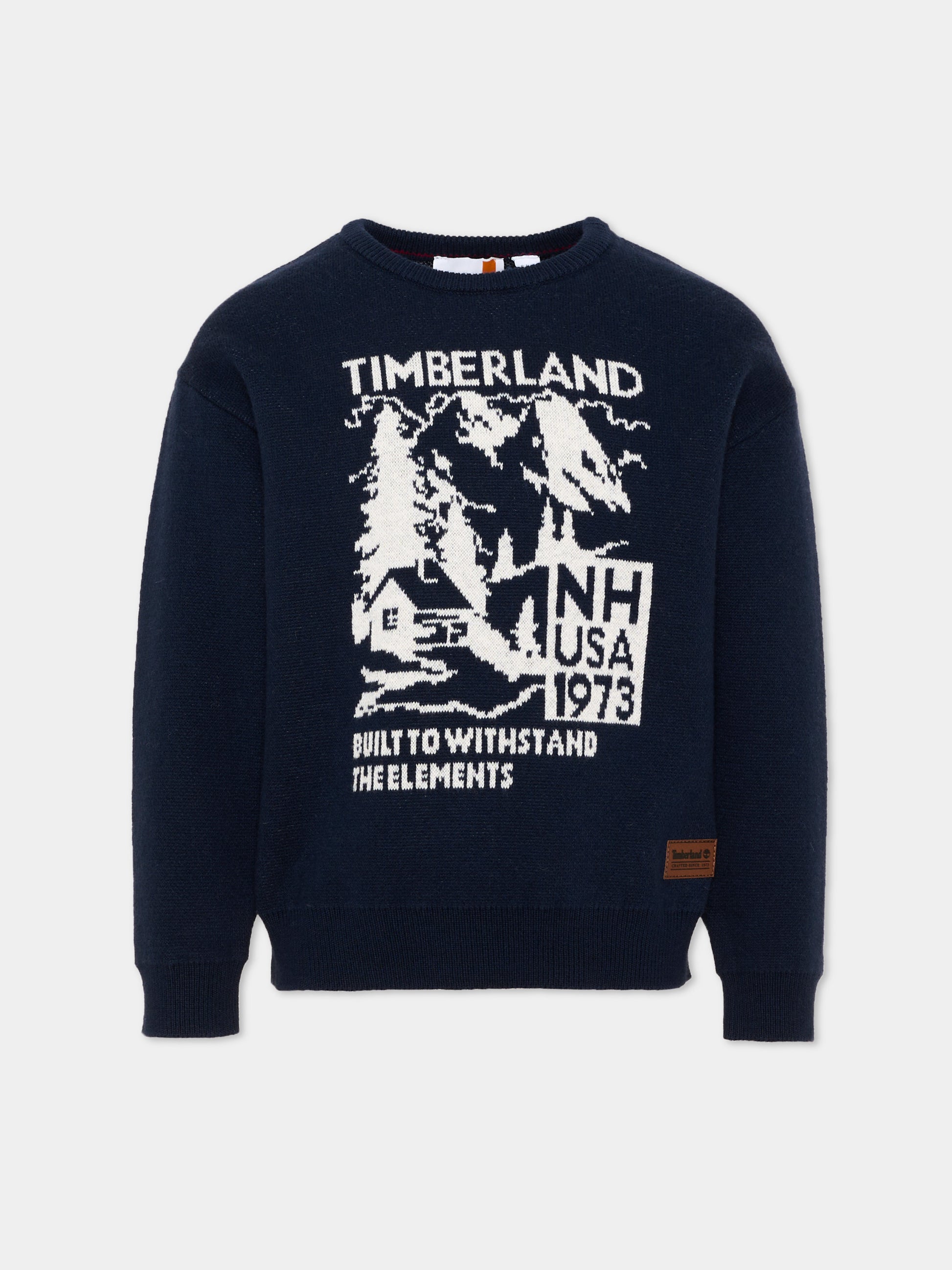 Maglione blu per bambino jacquard,Timberland,T61084 849