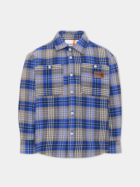 Camicia a manica lunga blu tartan,Timberland,T61087 829