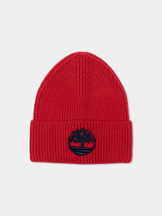 Berretto rosso per bambino con logo,Timberland,T61097 974