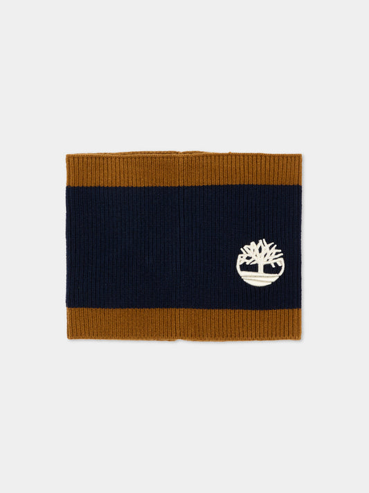 Sciarpa blu per bambino con logo,Timberland,T61101 849