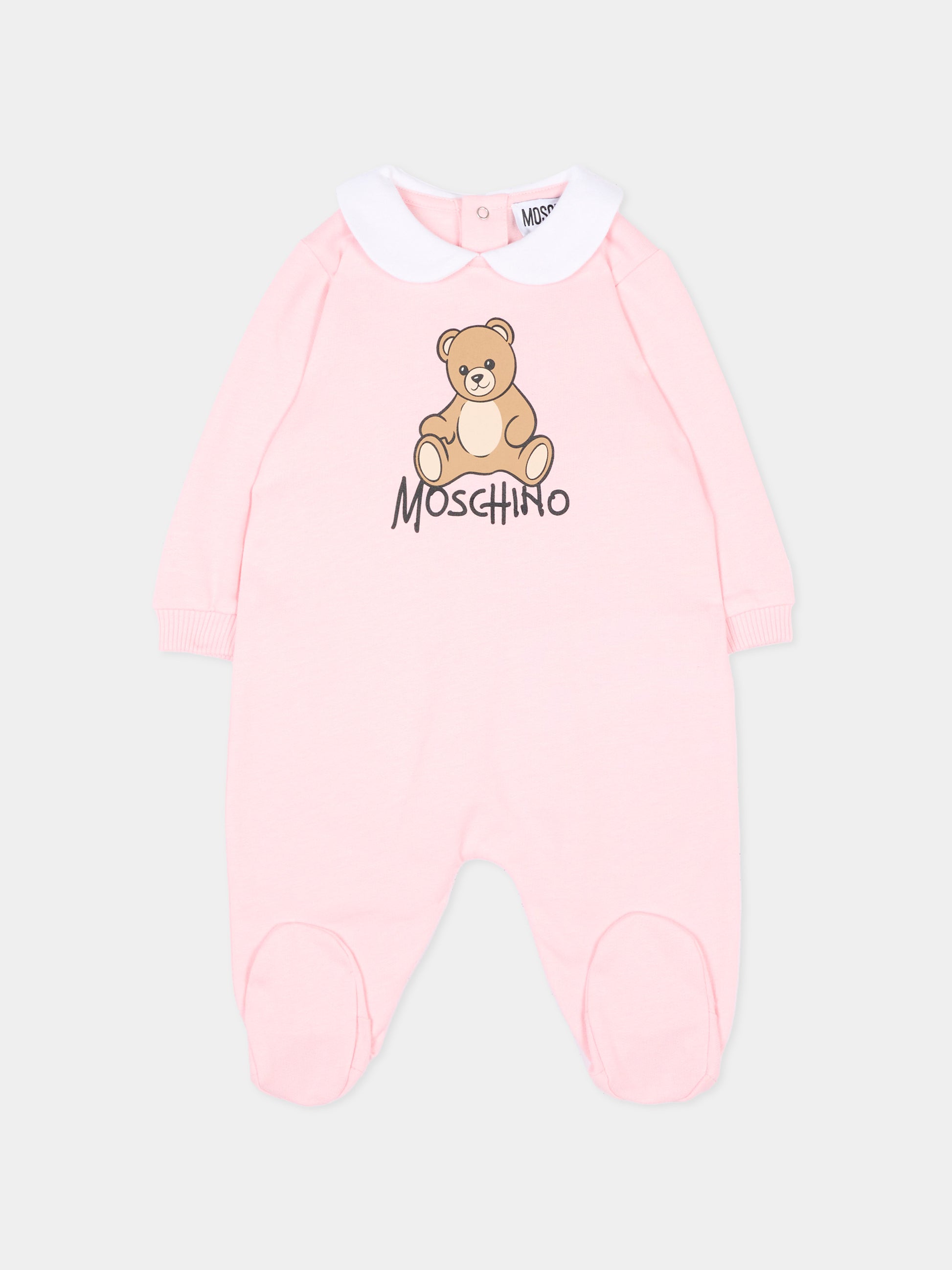 Tutina rosa per neonata con Teddy Bear,Moschino Kids,M5Y037 LCA40 50209