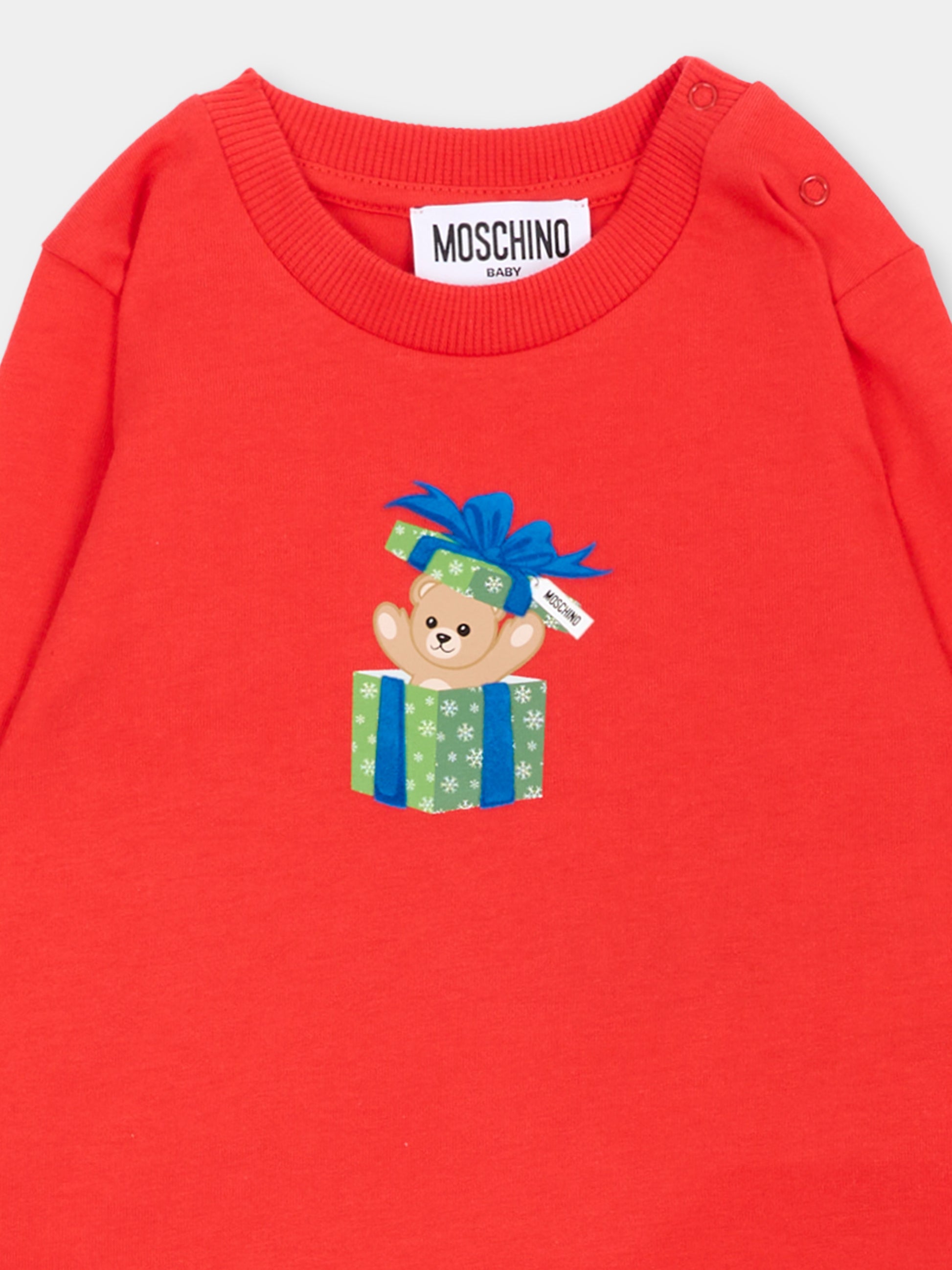 Completo sportivo rosso per neonato con Teddy Bear,Moschino Kids,M6K02F LAA10 84243