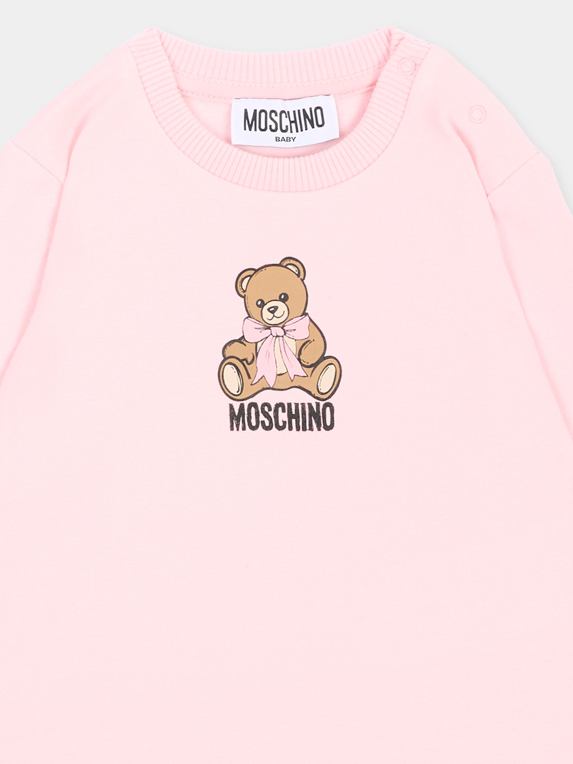 Vestito rosa per neonata con Teddy Bear,Moschino Kids,MBV0BK LDA18 50209