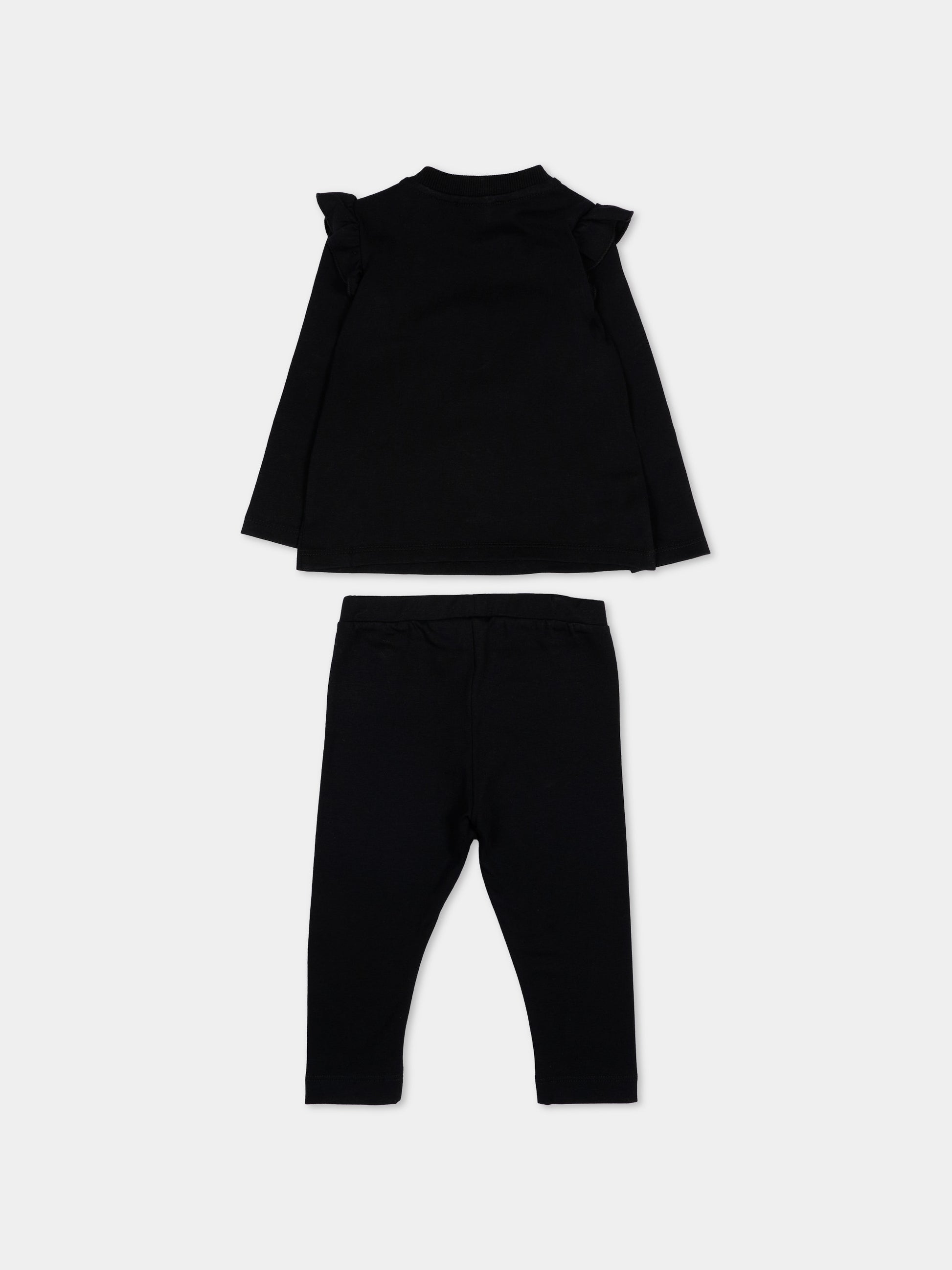 Completo sportivo nero per neonata con Teddy Bear,Moschino Kids,MCK01X LBA11 60100
