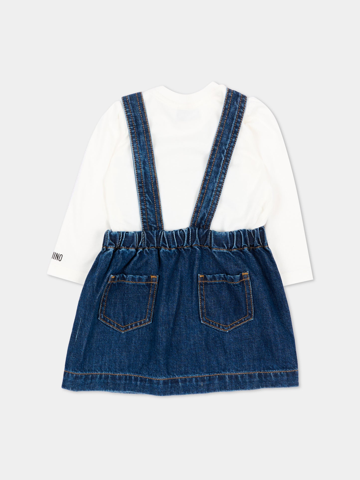 Vestito denim per neonata con Teddy Bear,Moschino Kids,MDK03J L0E49 41047