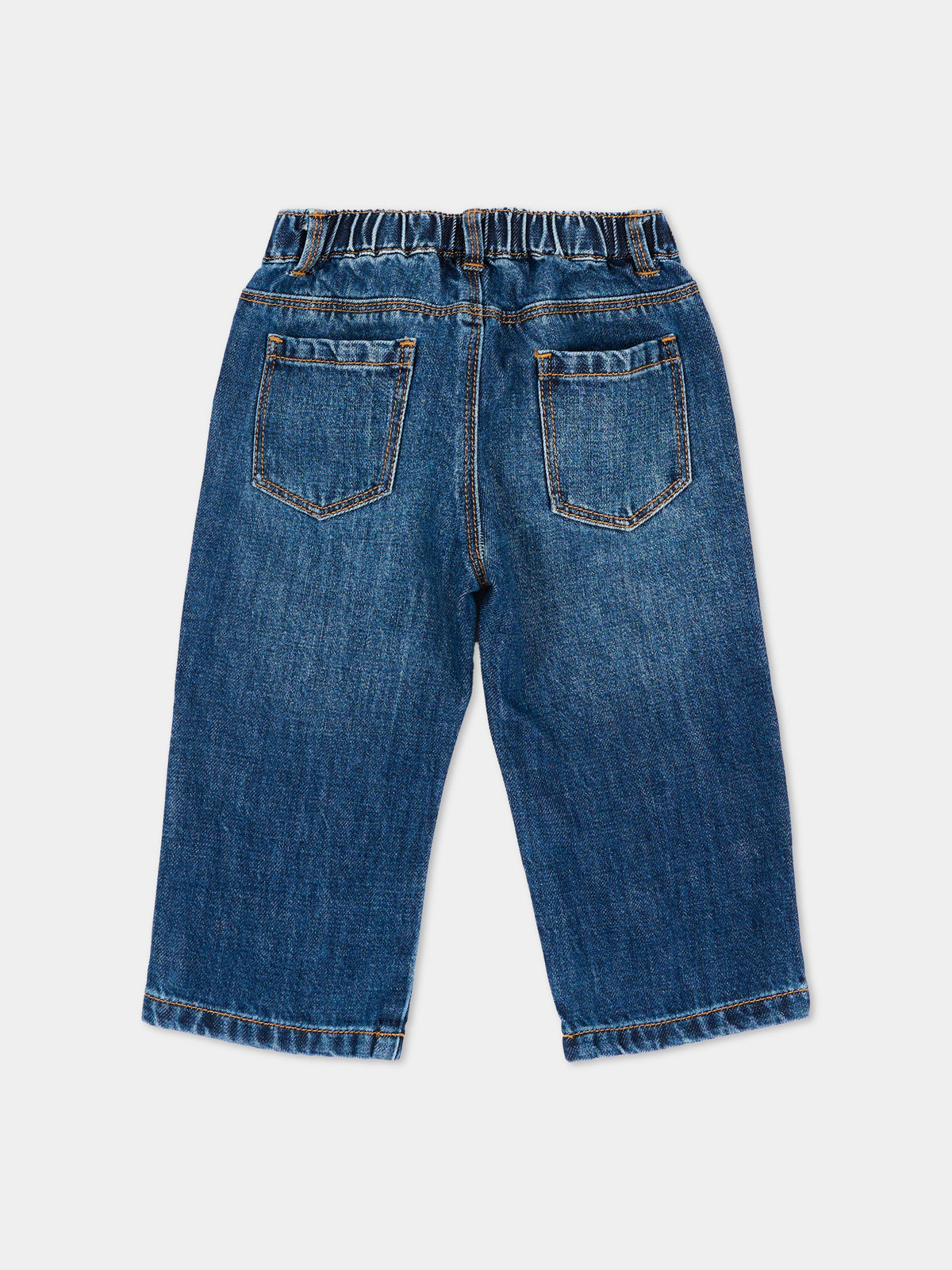 Jeans denim per neonata con cuore,Moschino Kids,MDP03L L0E49 41047