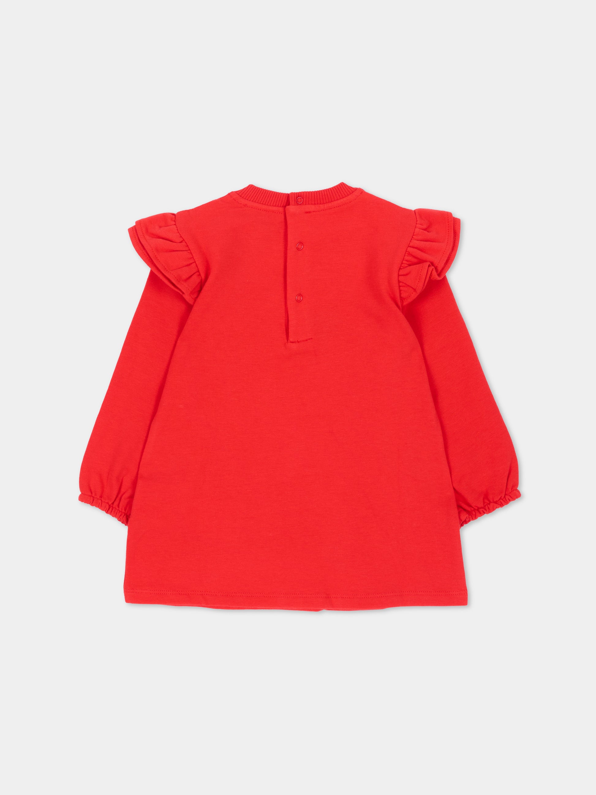 Vestito rosso per neonata con Teddy Bear,Moschino Kids,MDV0DP LDA18 50109
