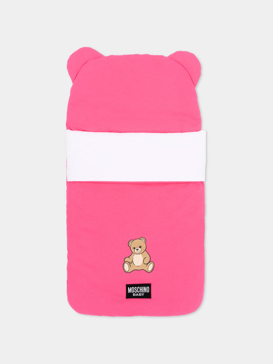 Sacco nanna fucsia per neonata con Teddy Bear,Moschino Kids,MME00U LCA40 51450