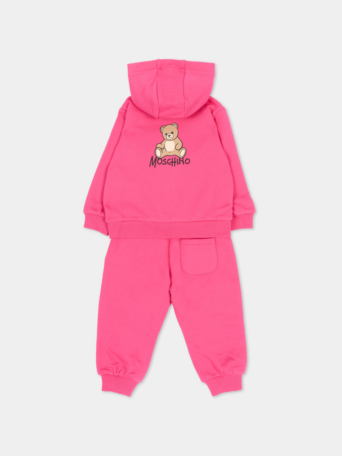 Completo sportivo lungo rosa con teddy bear,Moschino Kids,MMK05G LCA40 51450