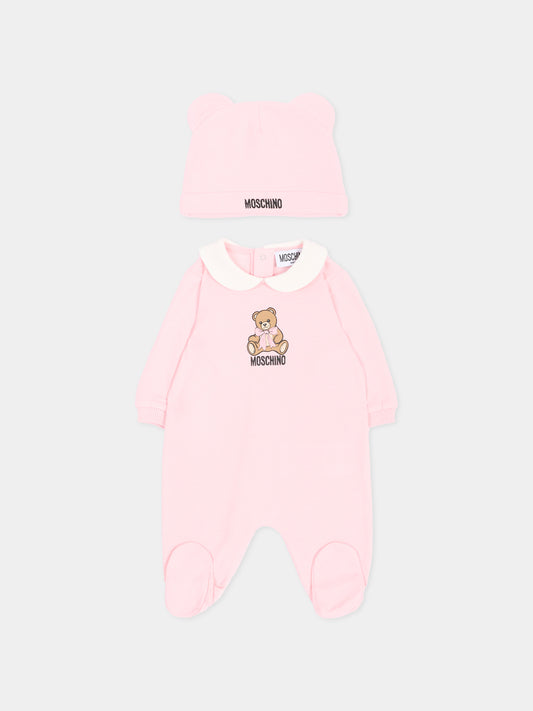 Set tutina rosa per neonata con Teddy Bear,Moschino Kids,MNY08B LCA40 50209
