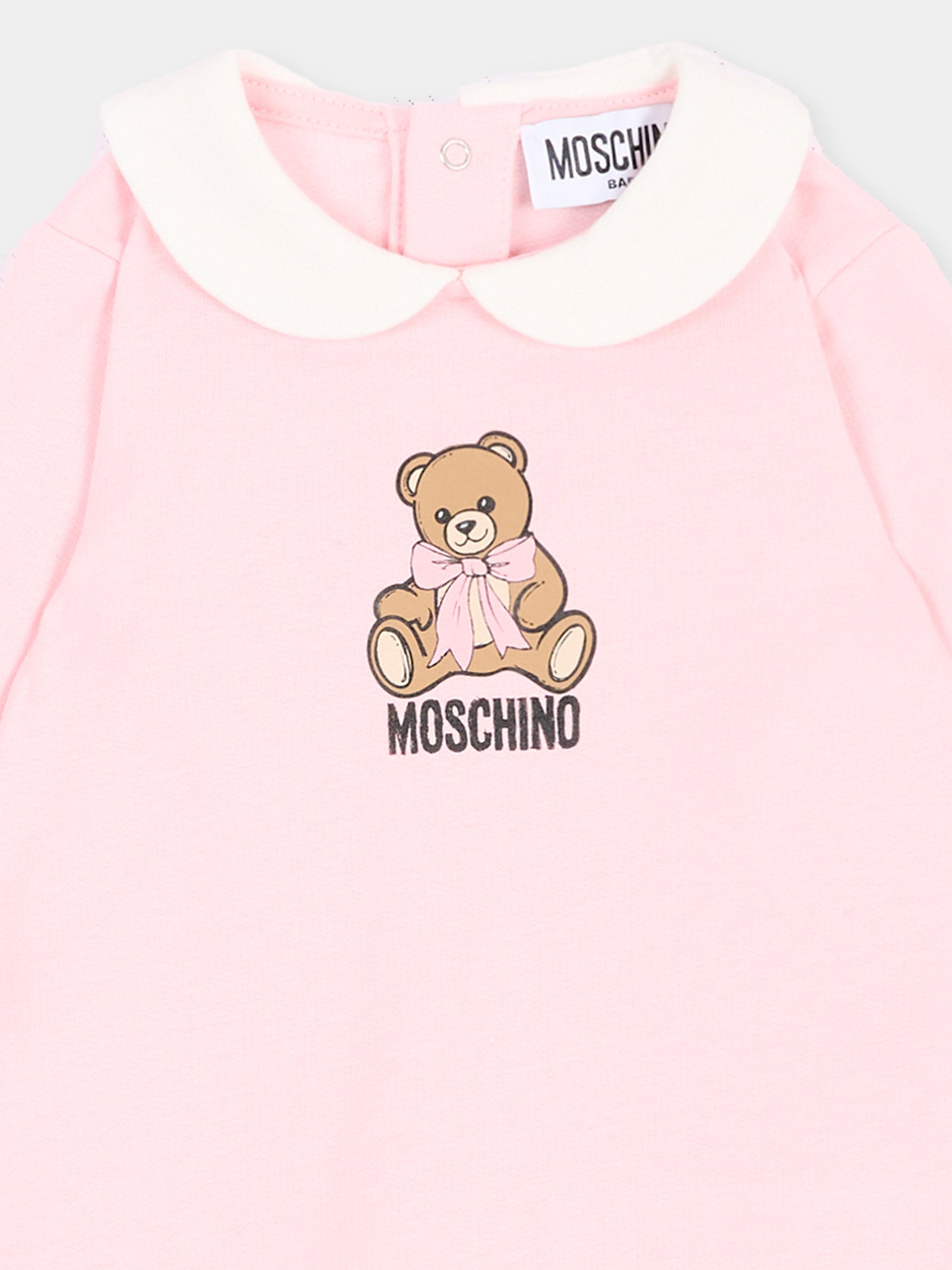 Set tutina rosa per neonata con Teddy Bear,Moschino Kids,MNY08B LCA40 50209