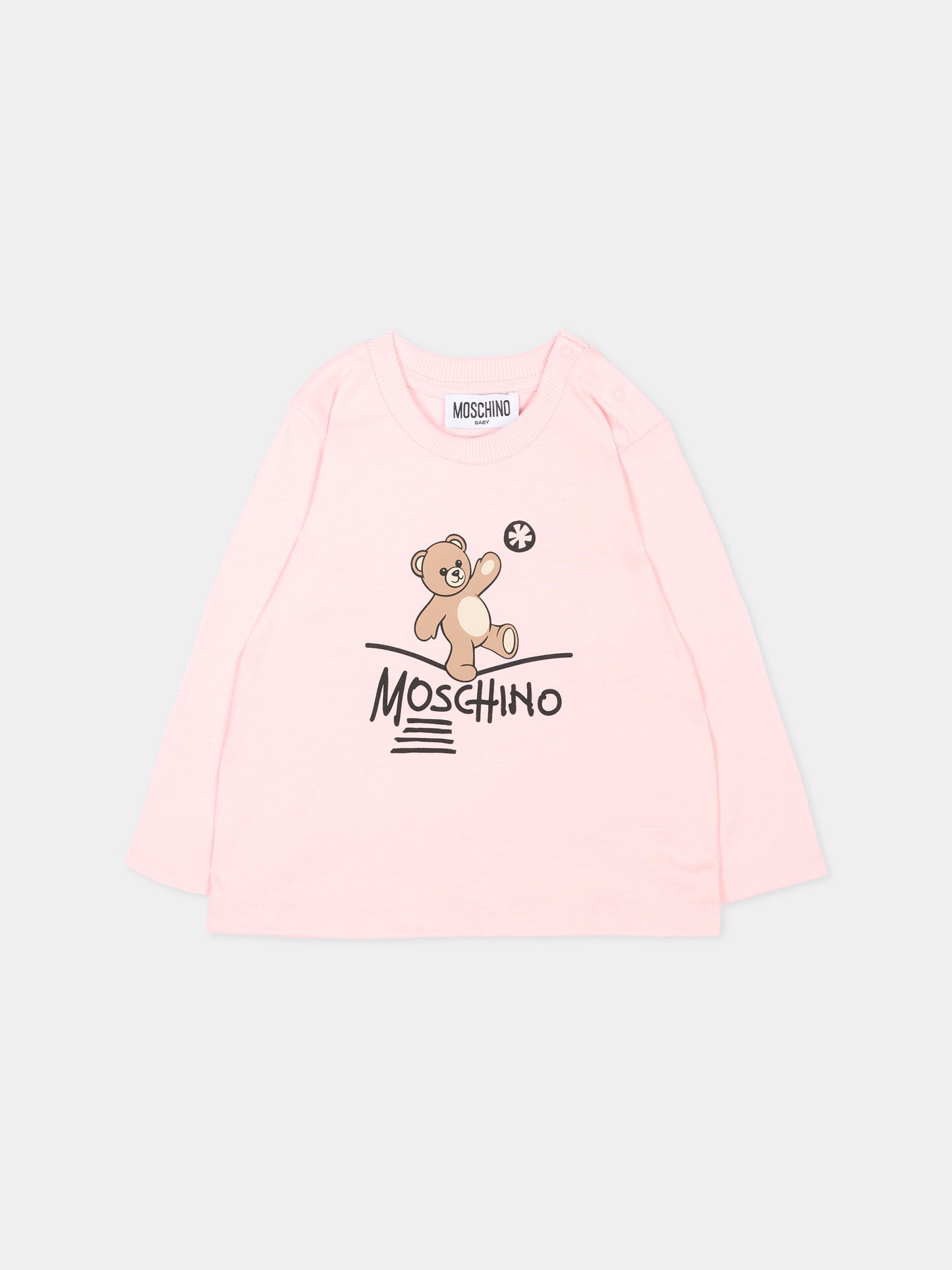 T-Shirt rosa per neonata con Teddy Bear,Moschino Kids,MOO014 LAA20 50209