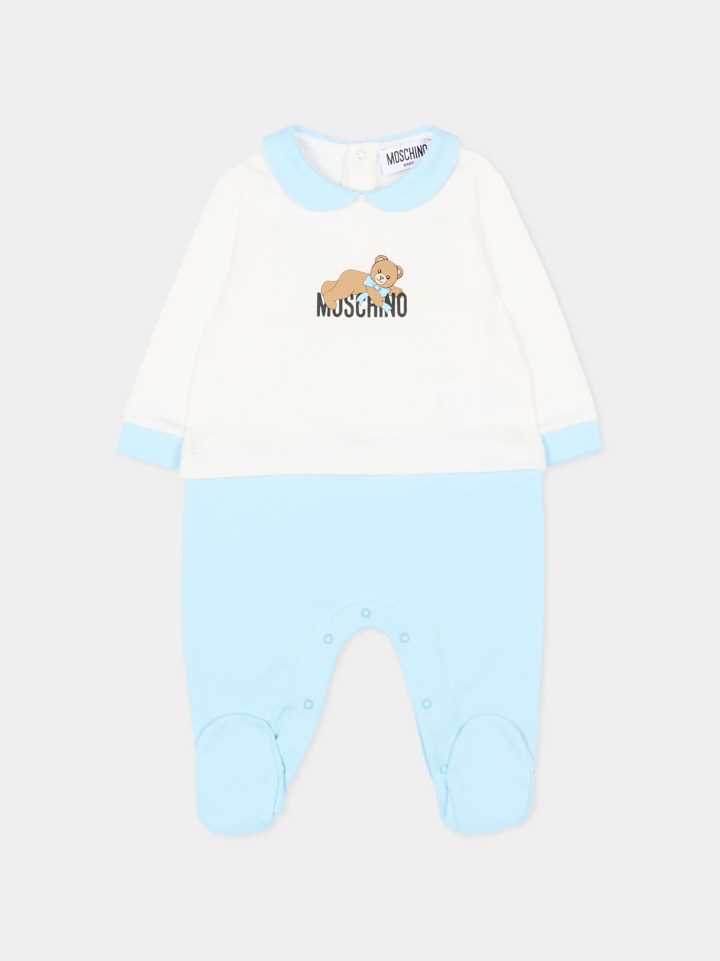 Tutina azzurra per neonato con Teddy Bear,Moschino Kids,MPY06Z LCA40 82731