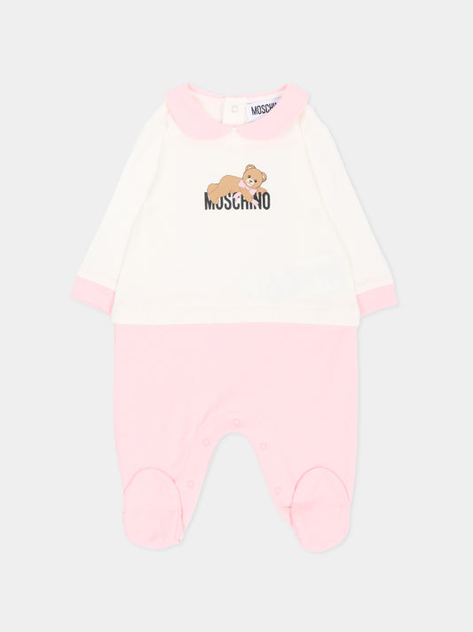 Tutina rosa per neonata con Teddy Bear,Moschino Kids,MPY06Z LCA40 84324