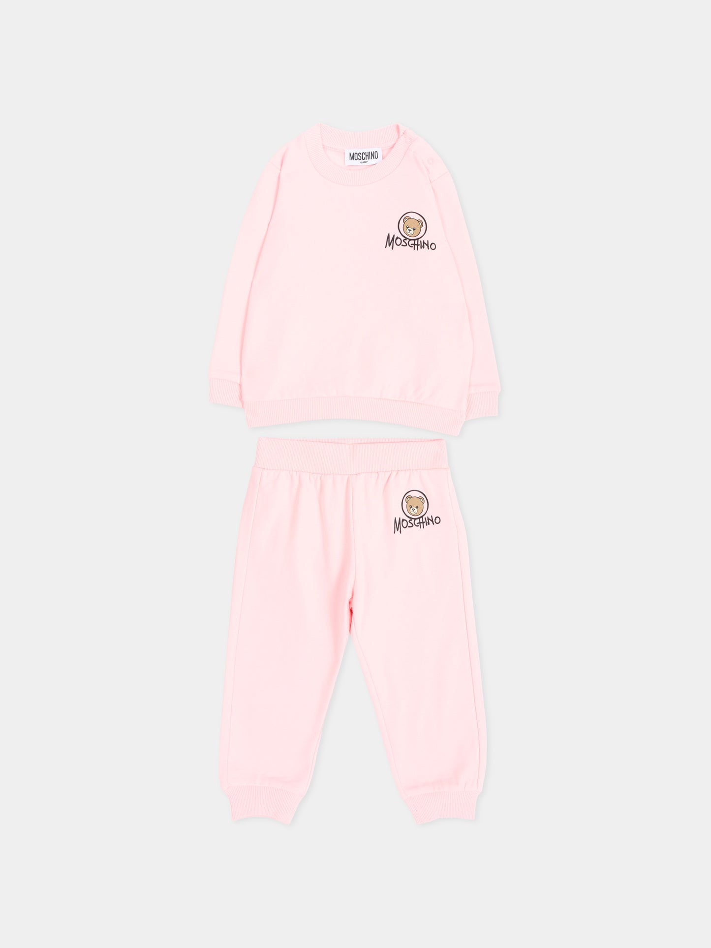 Completo rosa per neonata con Teddy Bear,Moschino Kids,MQK05E LCA83 50209