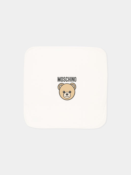 Coperta avorio per neonati con Teddy Bear,Moschino Kids,MUB00O LCA40 10063