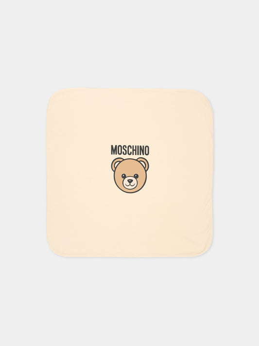 Coperta beige per neonati con Teddy Bear,Moschino Kids,MUB00O LCA40 20404