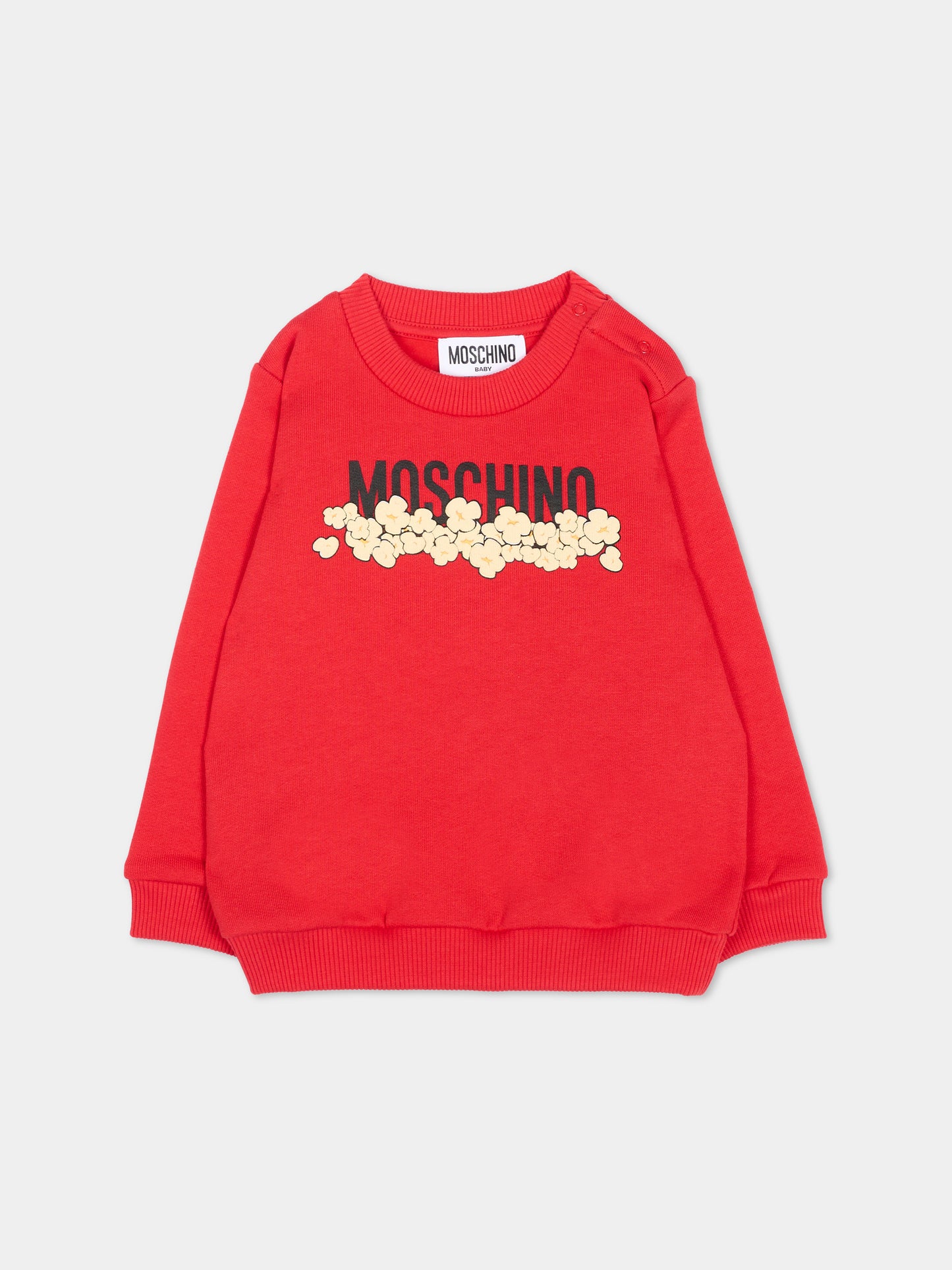 Felpa rossa per neonata con logo,Moschino Kids,MUF06R LCA83 50109