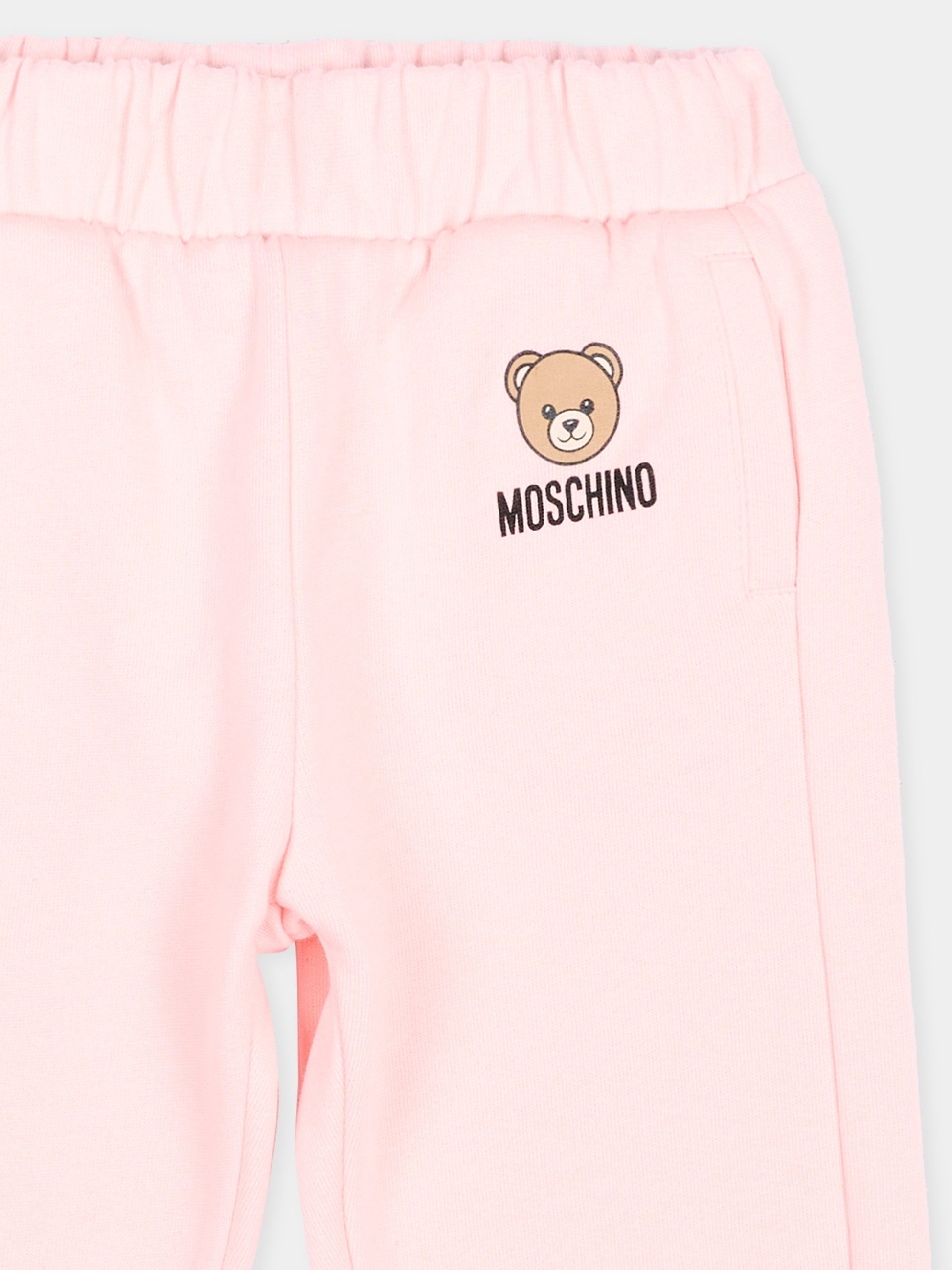Pantalone rosa per neonata con Teddy Bear,Moschino Kids,MUP05X LCA92 50209