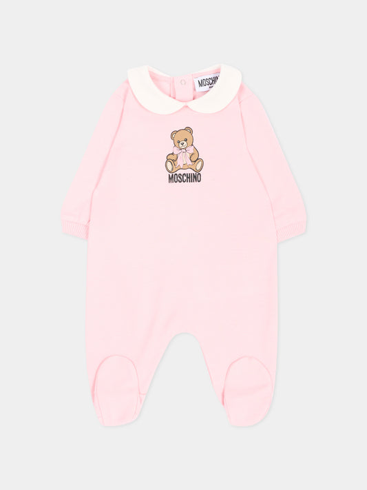 Tutina rosa per neonata con Teddy Bear,Moschino Kids,MUT04Z LCA40 50209