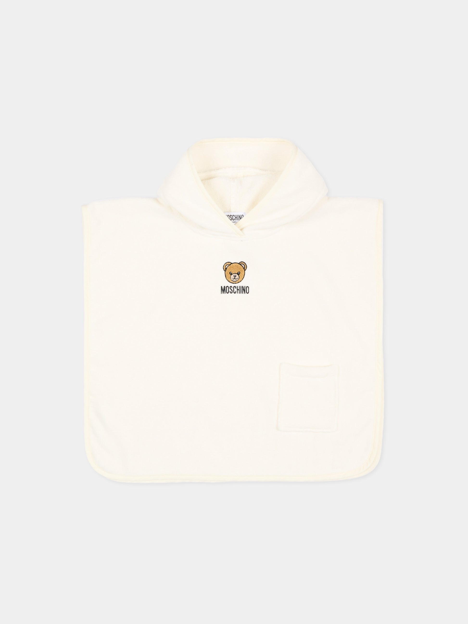 Accappatoio avorio per neonati con Teddy Bear,Moschino Kids,MUX05X LGA24 10063