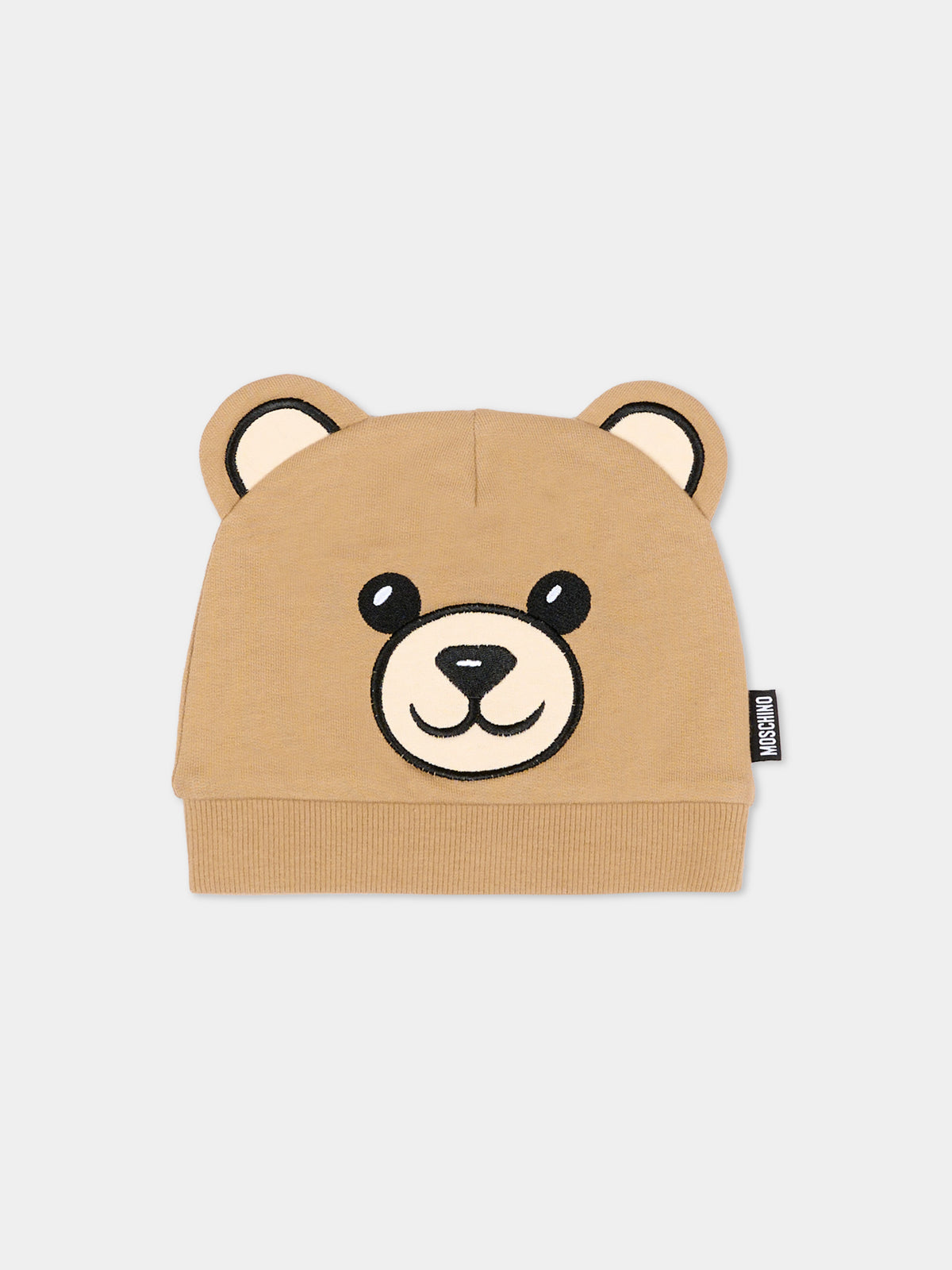 Cappello per neonato beige con orsetto,Moschino Kids,MUX063 LCA93 20351