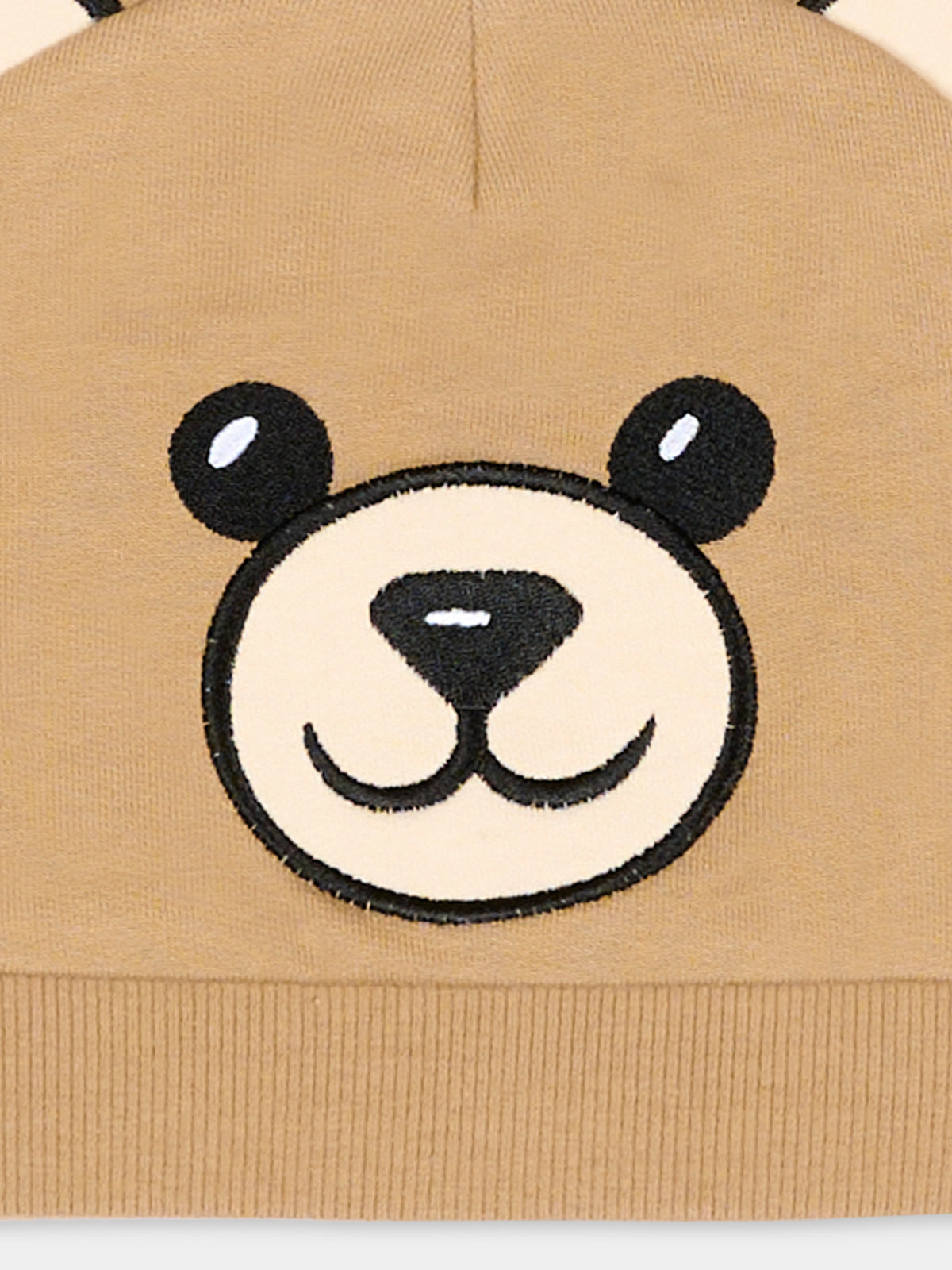 Cappello per neonato beige con orsetto,Moschino Kids,MUX063 LCA93 20351