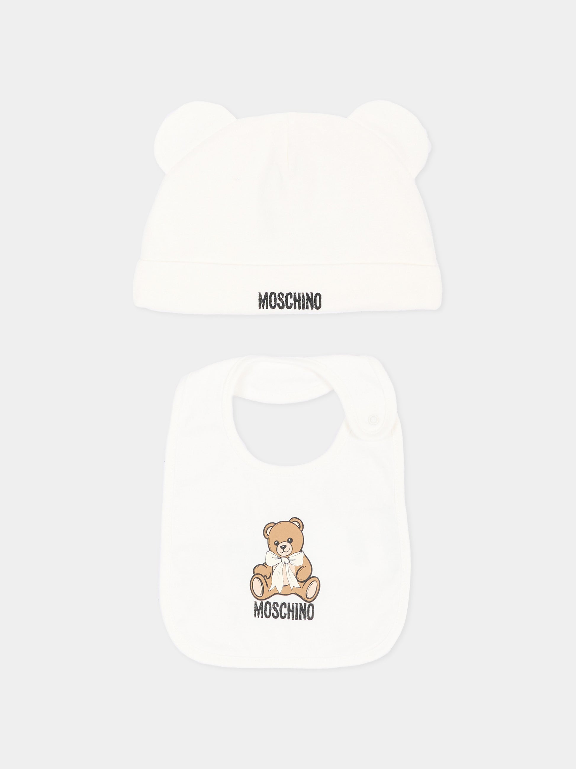 Set accessori avorio per neonati con Teddy Bear,Moschino Kids,MUY09L LCA40 10063