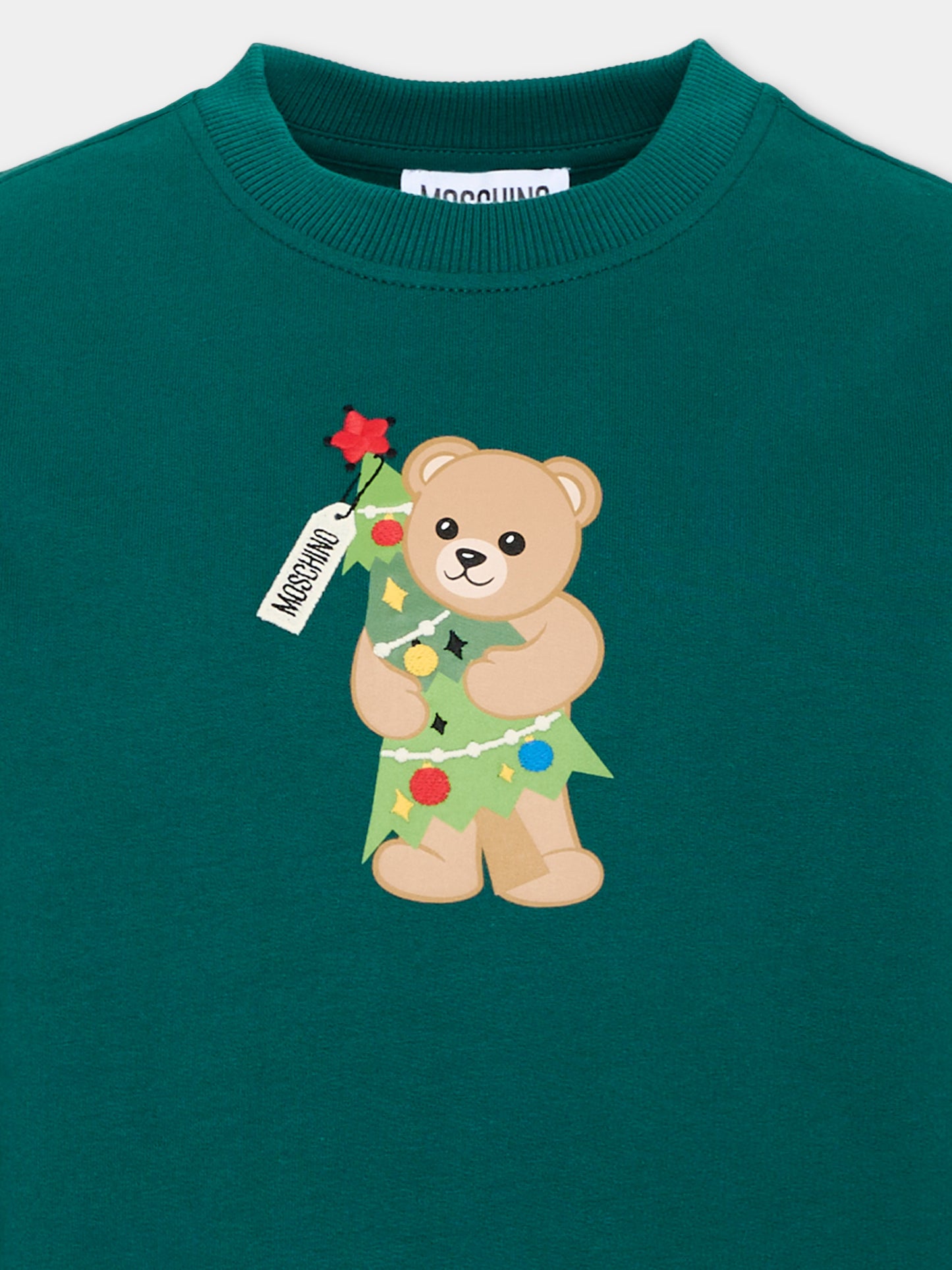 Felpa verde per bambini con Teddy Bear,Moschino Kids,H5F08V LCA61 30327