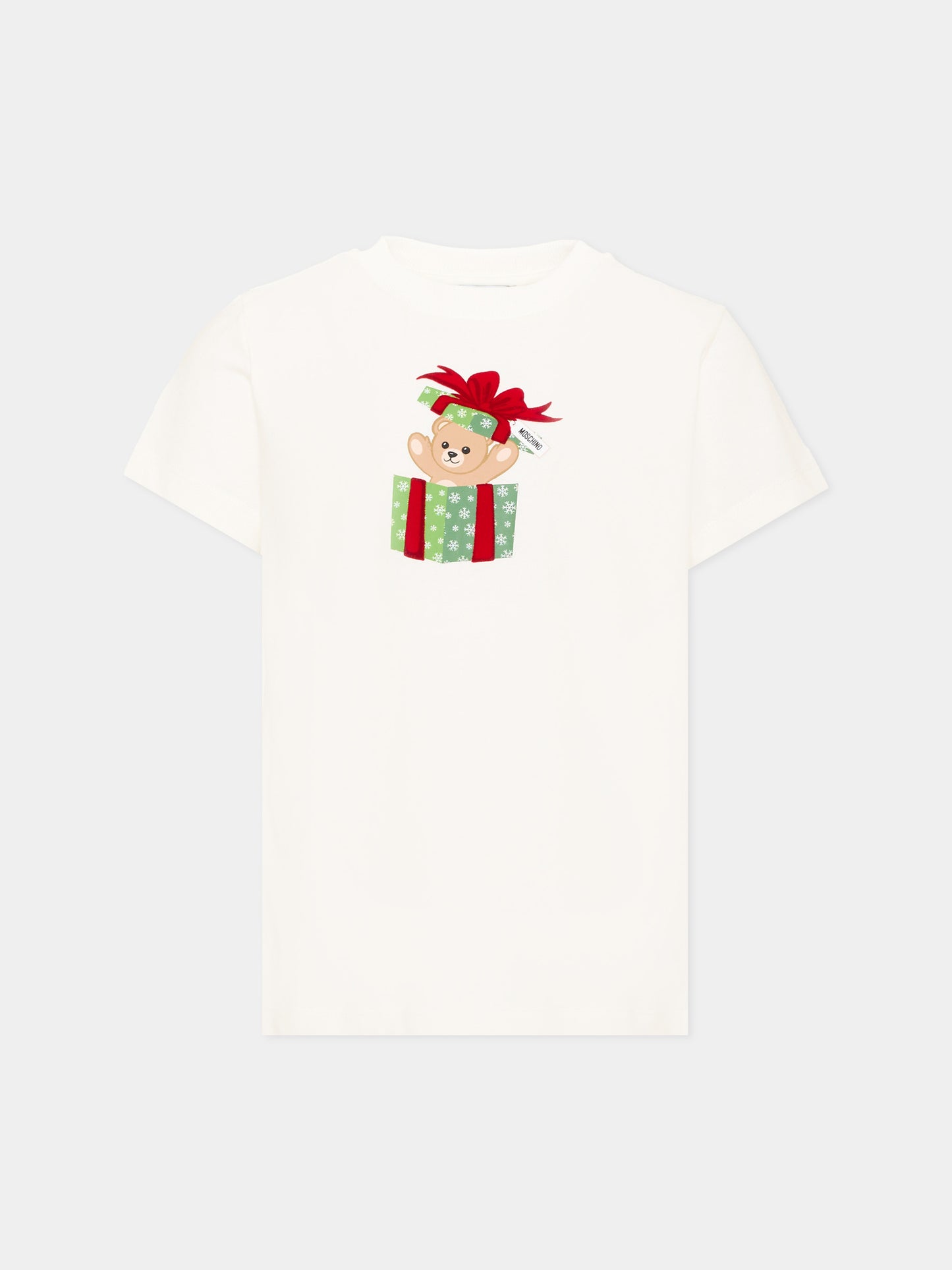 T-Shirt avorio per bambini con Teddy Bear,Moschino Kids,H9M058 LAA10 10063