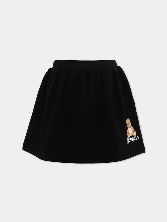 Gonna casual nera per bambina con Teddy Bear,Moschino Kids,HAJ03X LDA18 60100