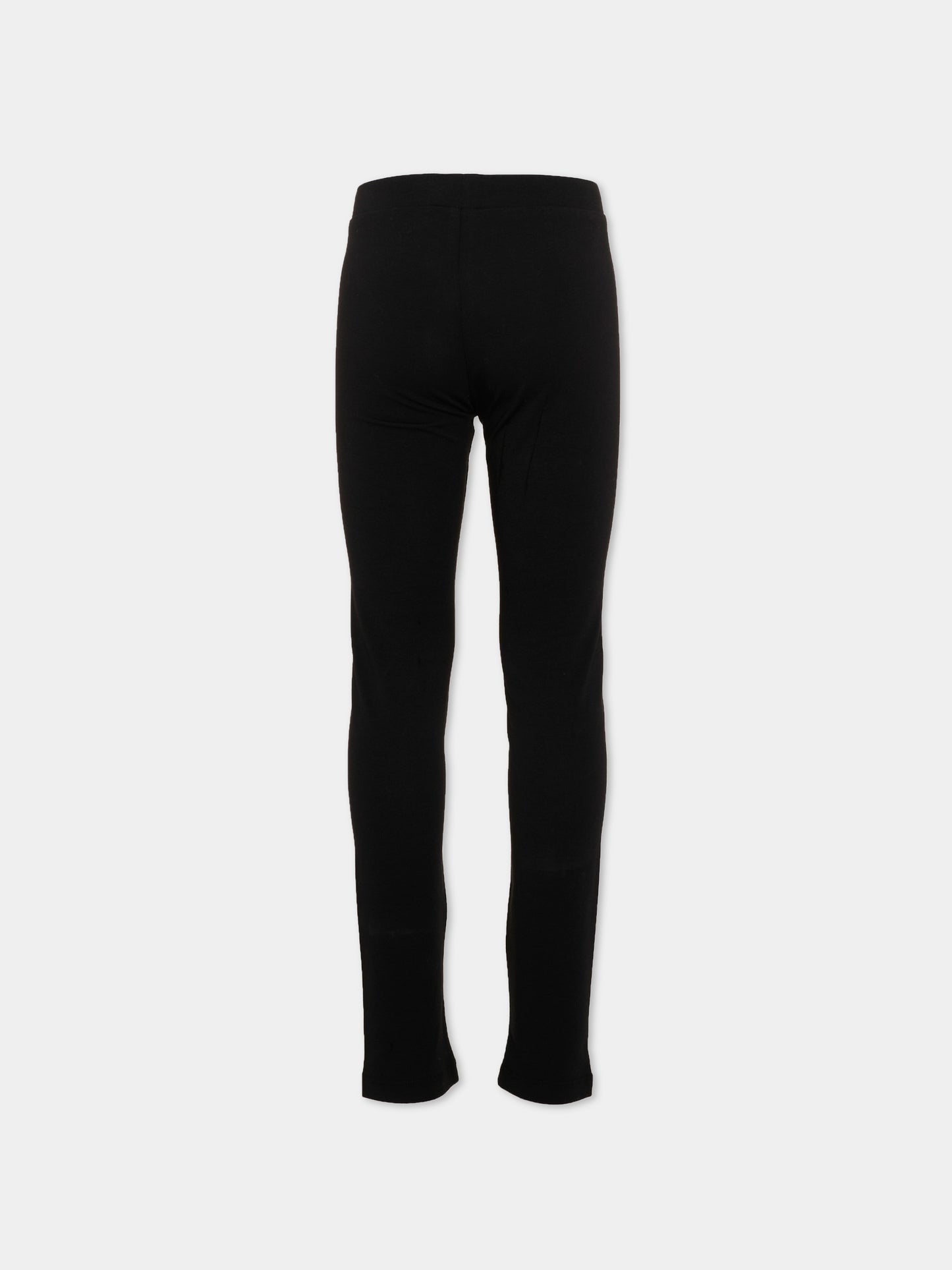 Leggings nero per bambina con logo,Moschino Kids,HDP07D LBA42 60100